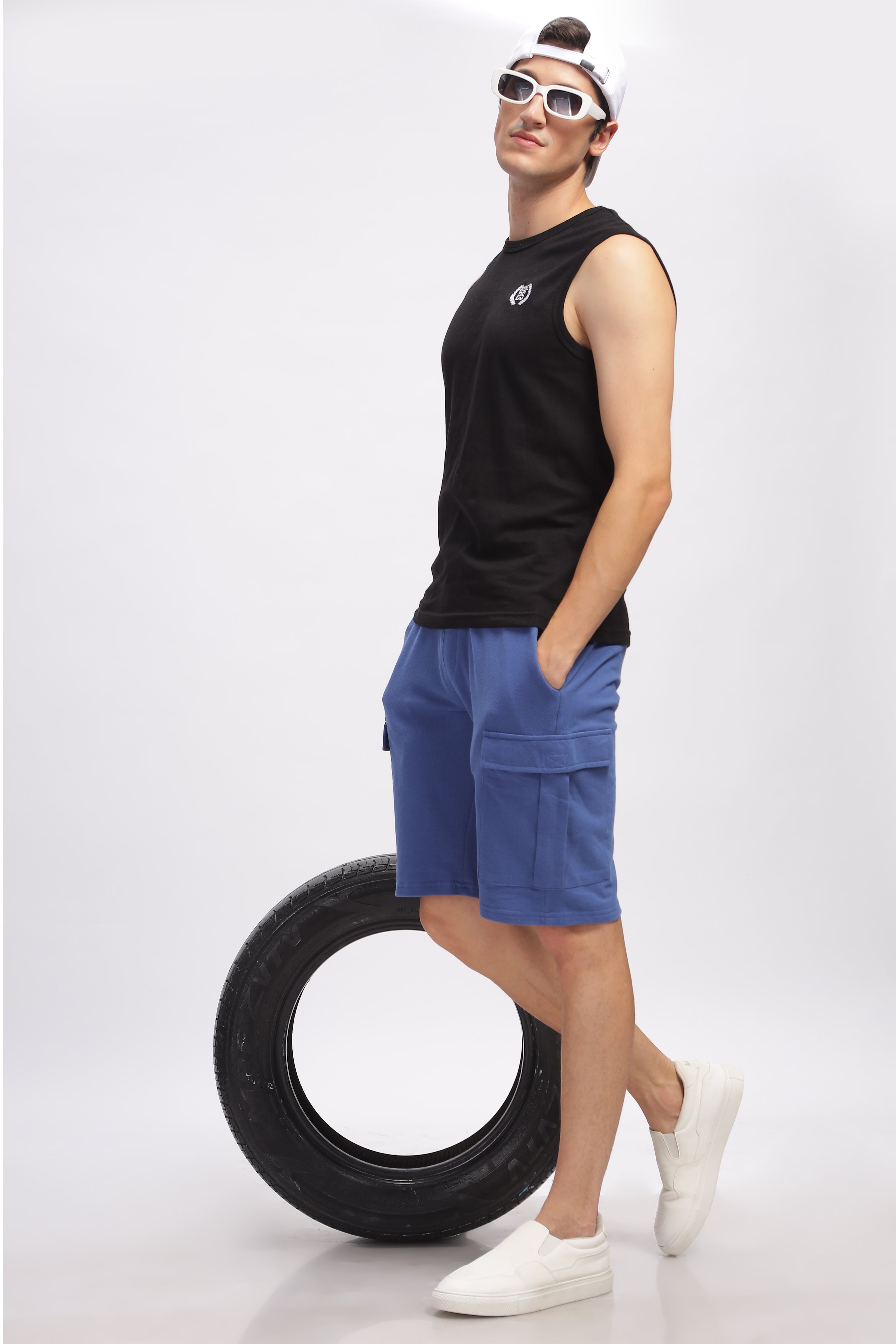 Blue Premium Loop Knit Cotton Shorts