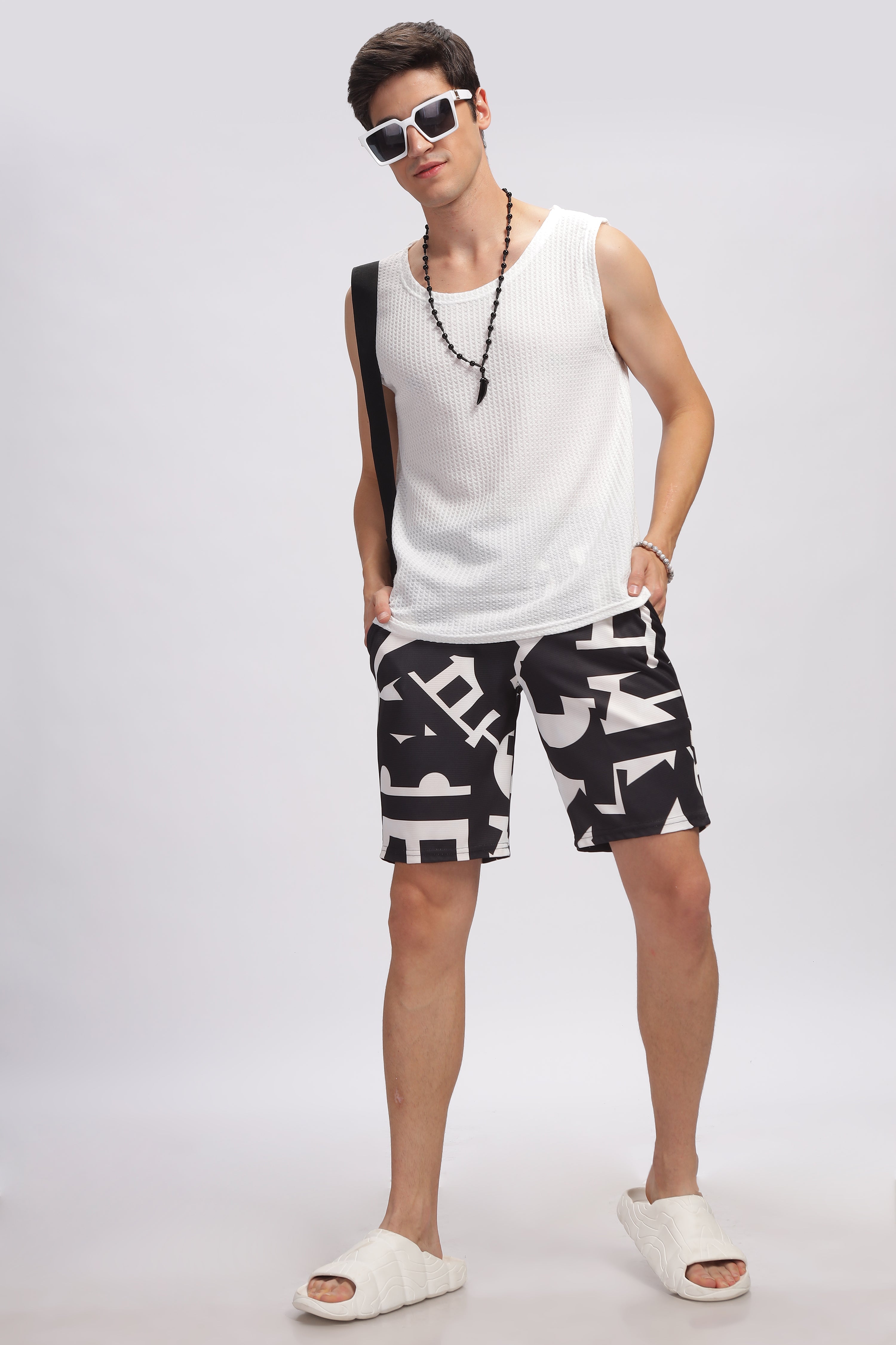 Black Digital Printed Summer Short