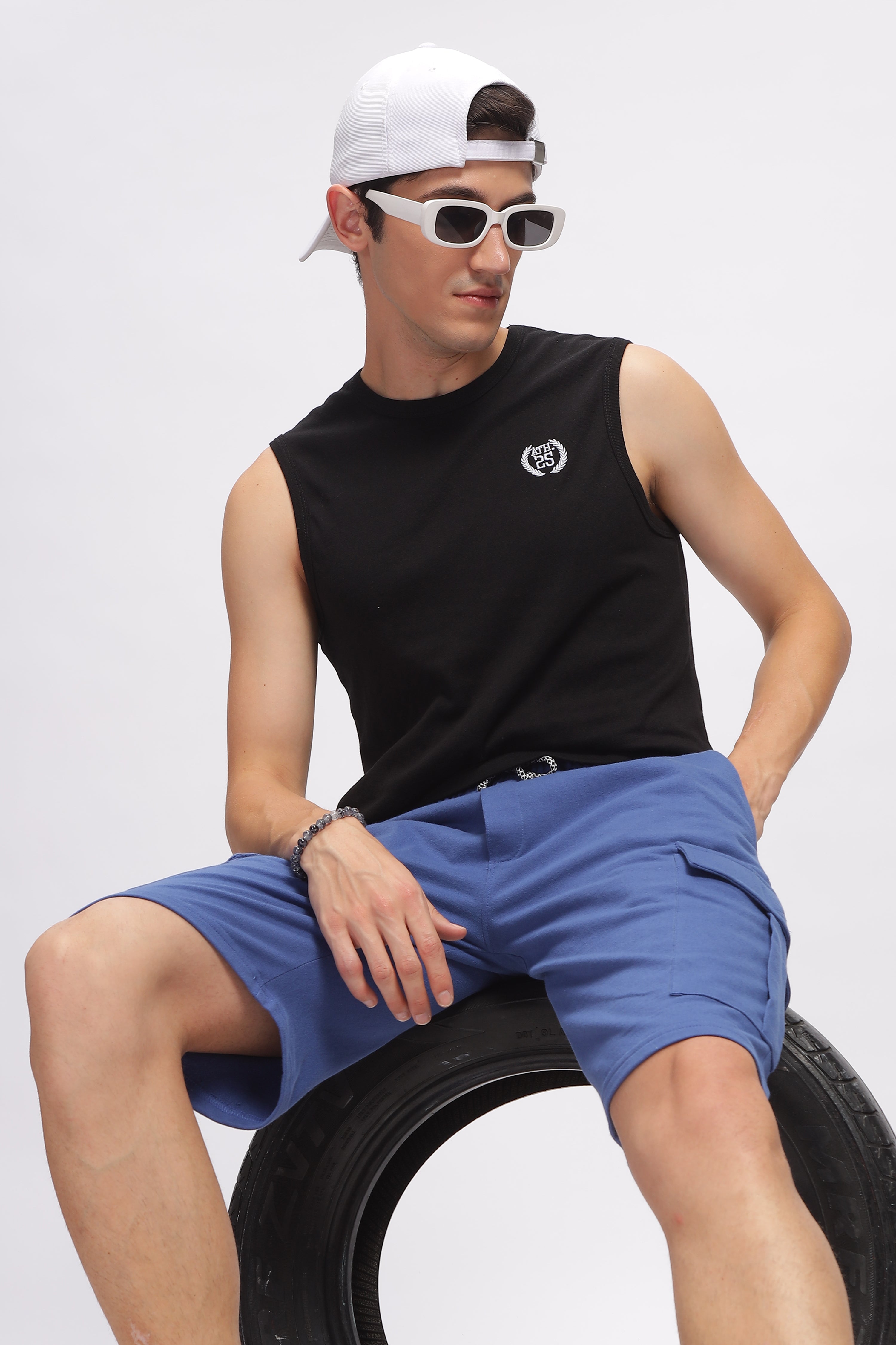 Blue Premium Loop Knit Cotton Shorts