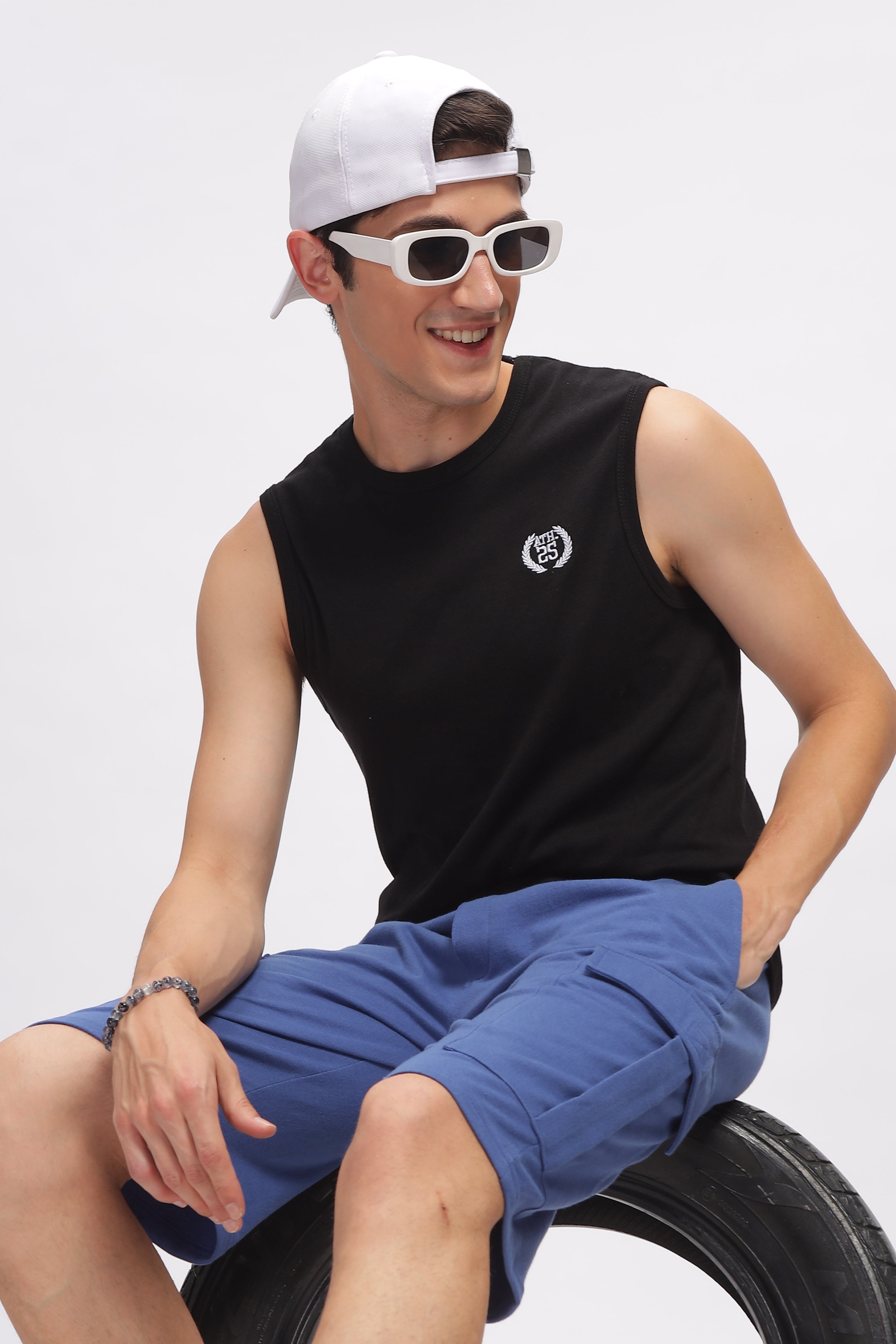 Blue Premium Loop Knit Cotton Shorts