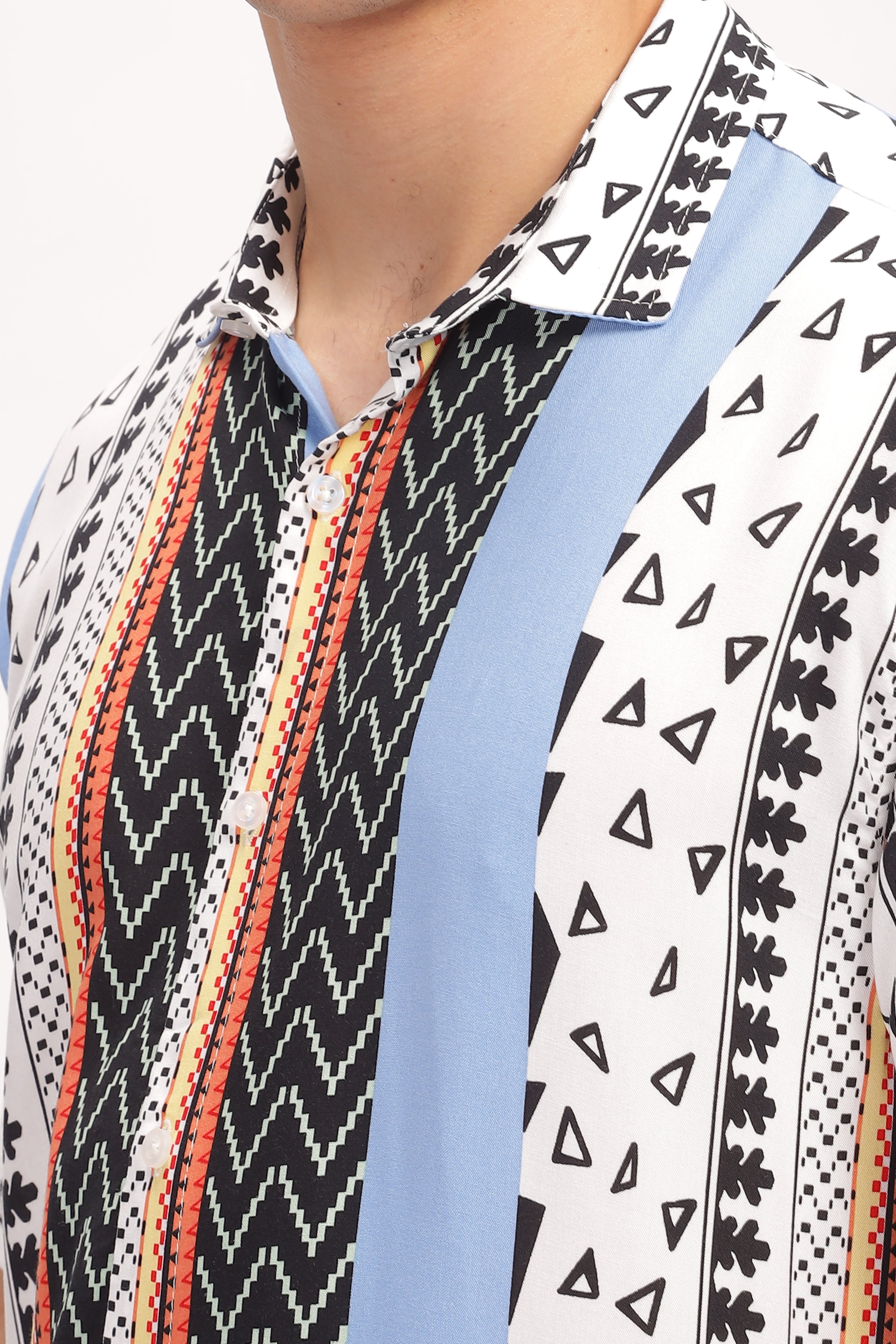 Spectrum White Oversized Printed Shirt