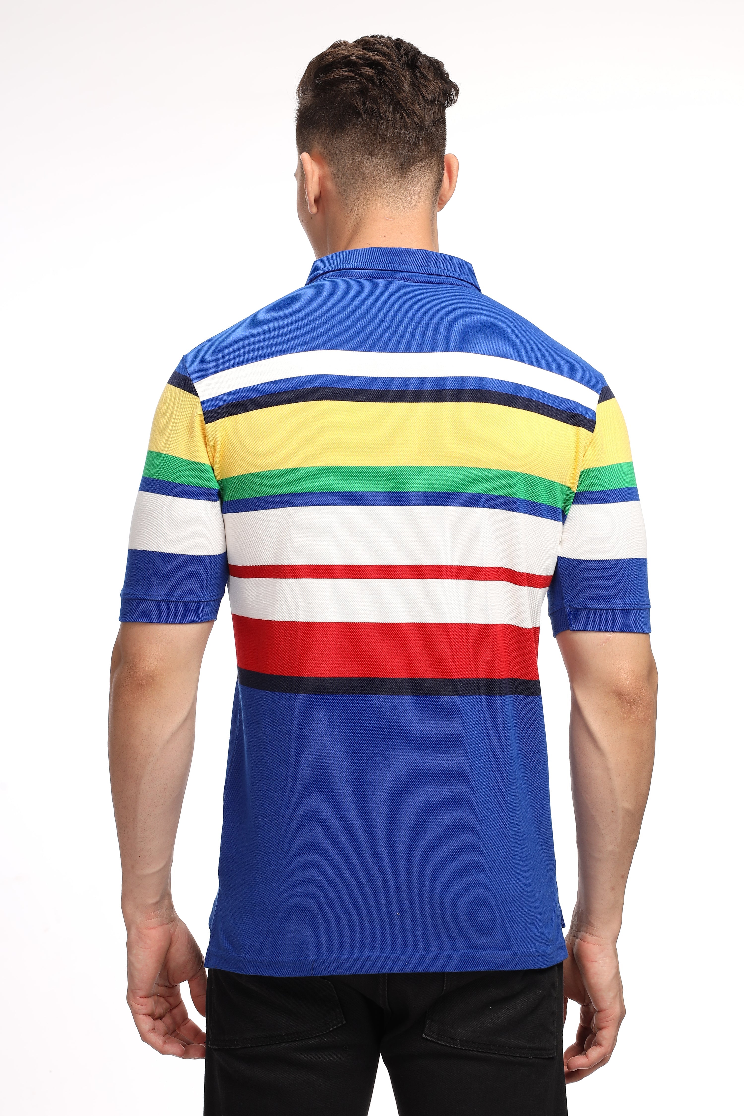 Blue Color Block Polo T-Shirt