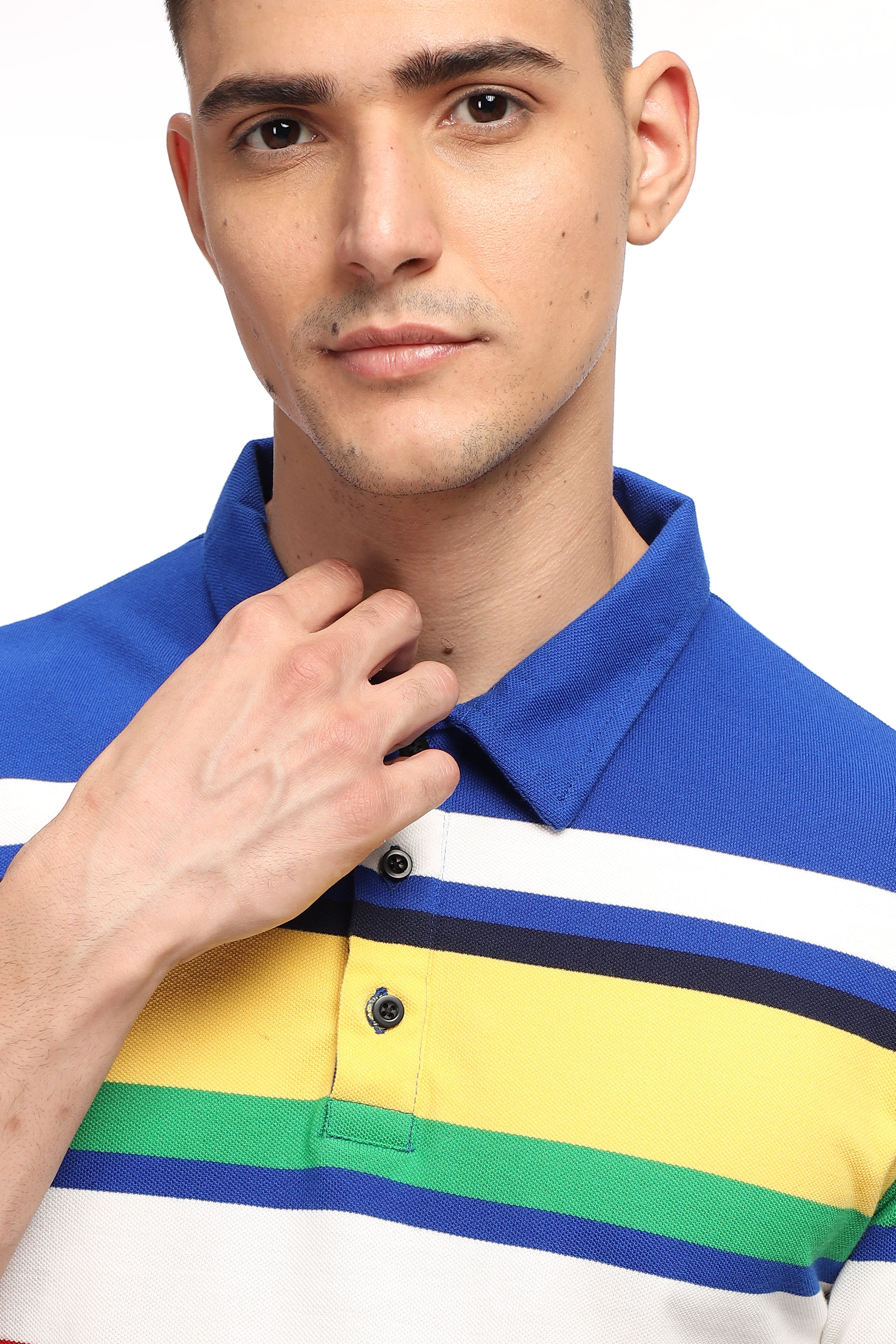 Blue Color Block Polo T-Shirt