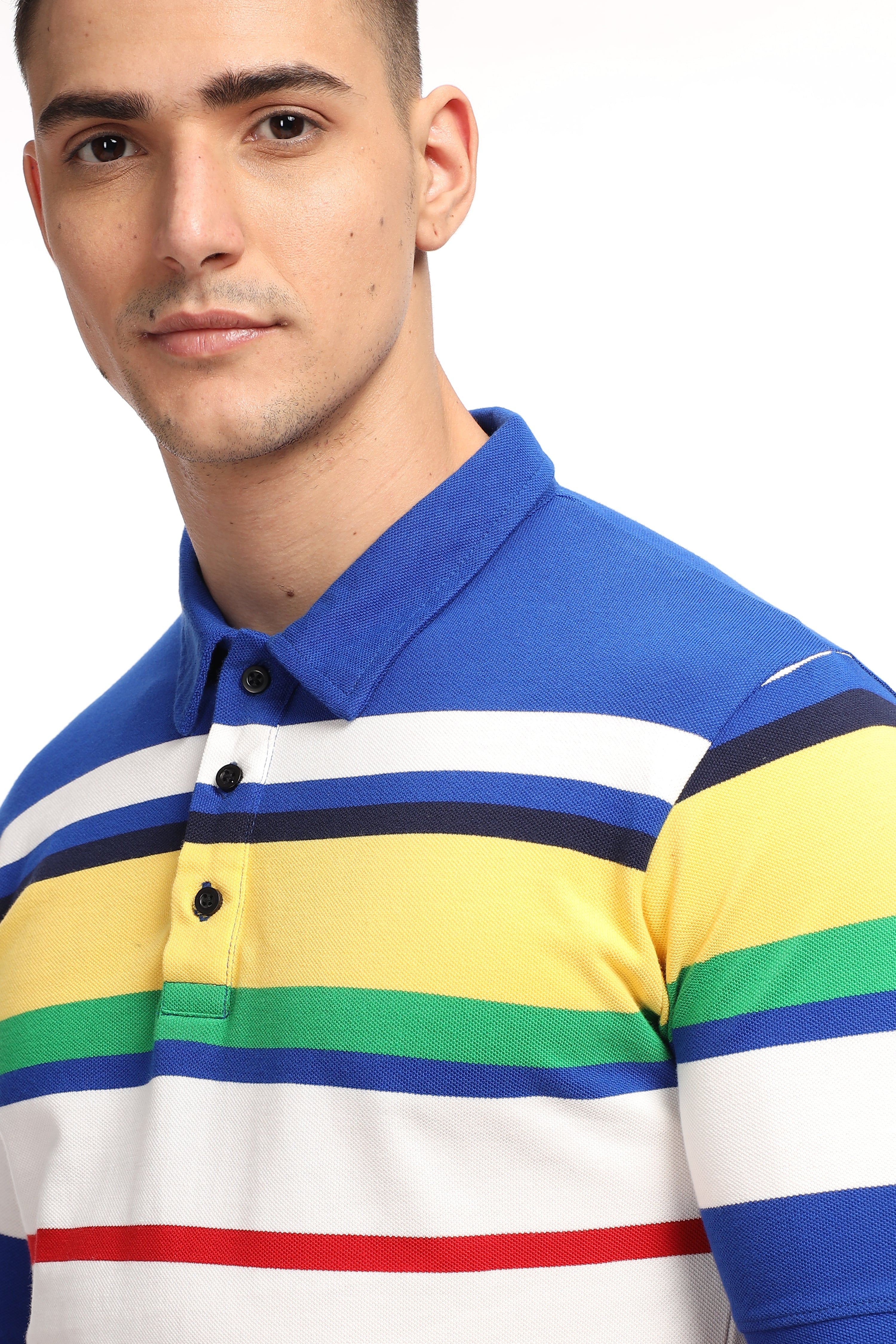 Blue Color Block Polo T-Shirt