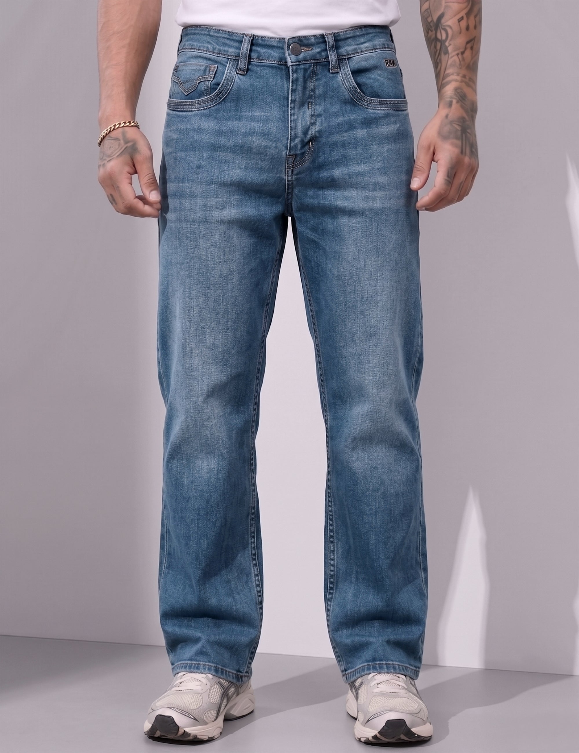 Light Blue Straight Fit Denim Jeans