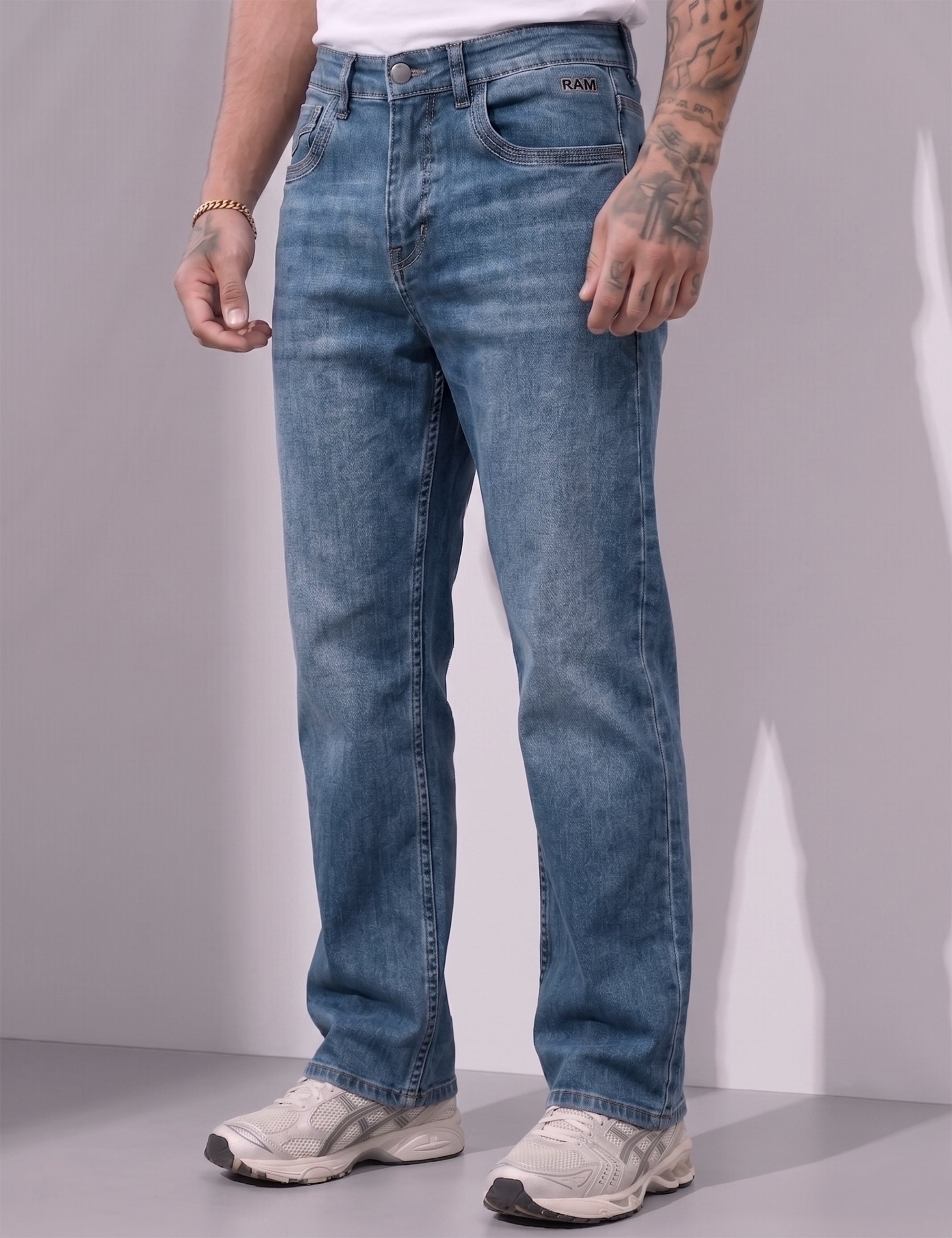 Light Blue Straight Fit Denim Jeans