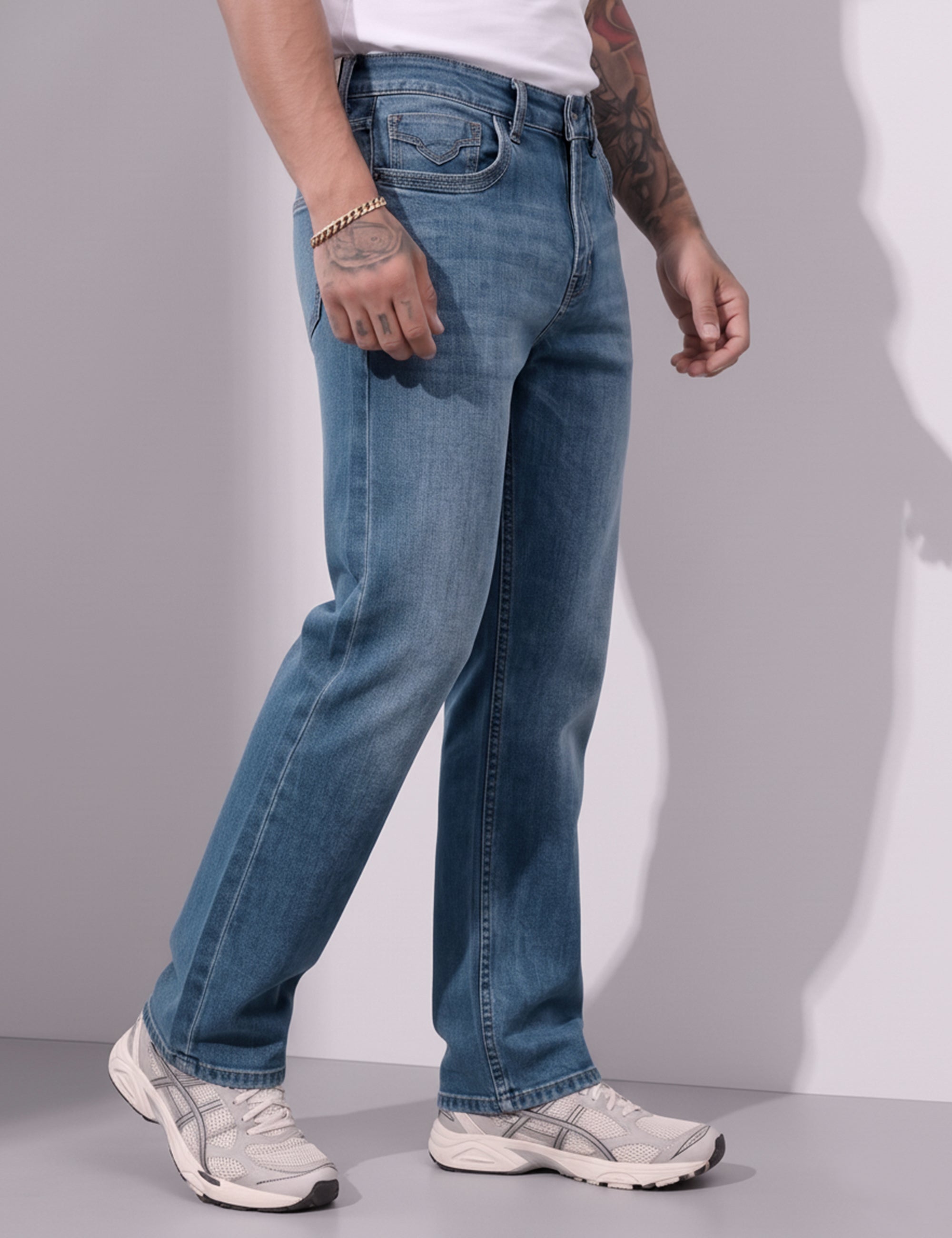 Light Blue Straight Fit Denim Jeans