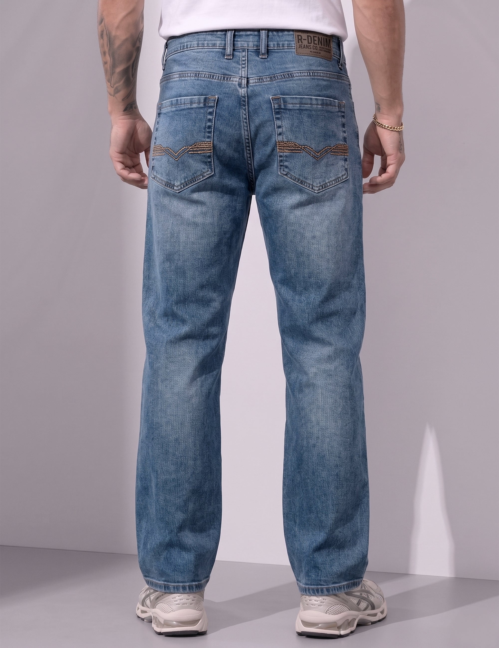 Light Blue Straight Fit Denim Jeans