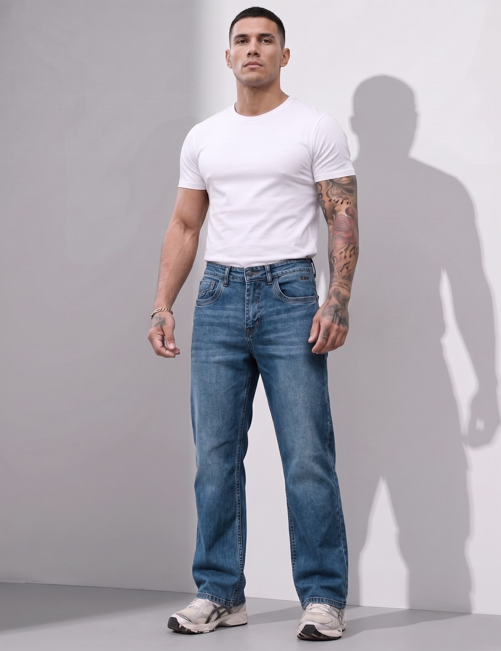 Light Blue Straight Fit Denim Jeans
