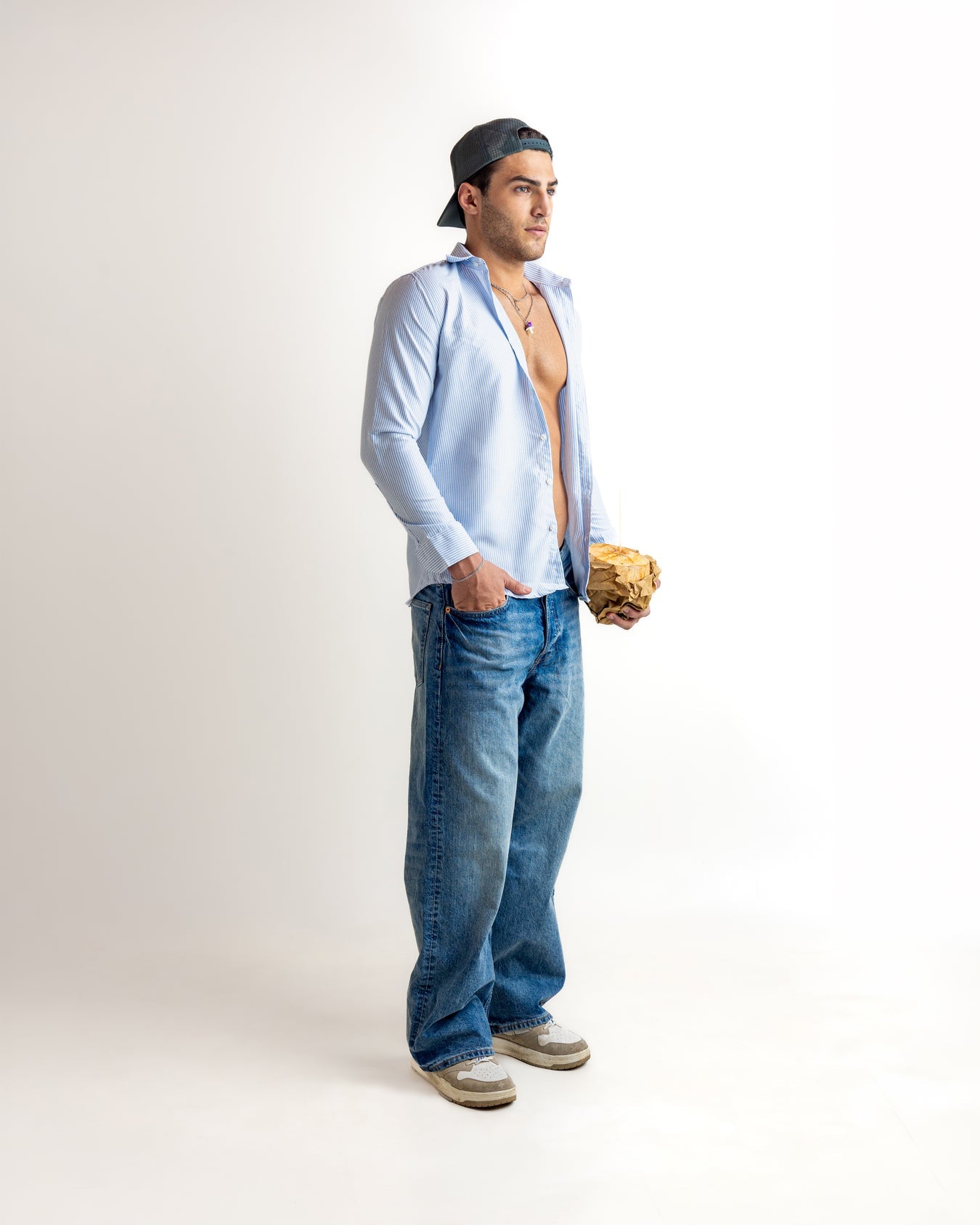 Blue Striped Full Sleeve Cotton Shirt