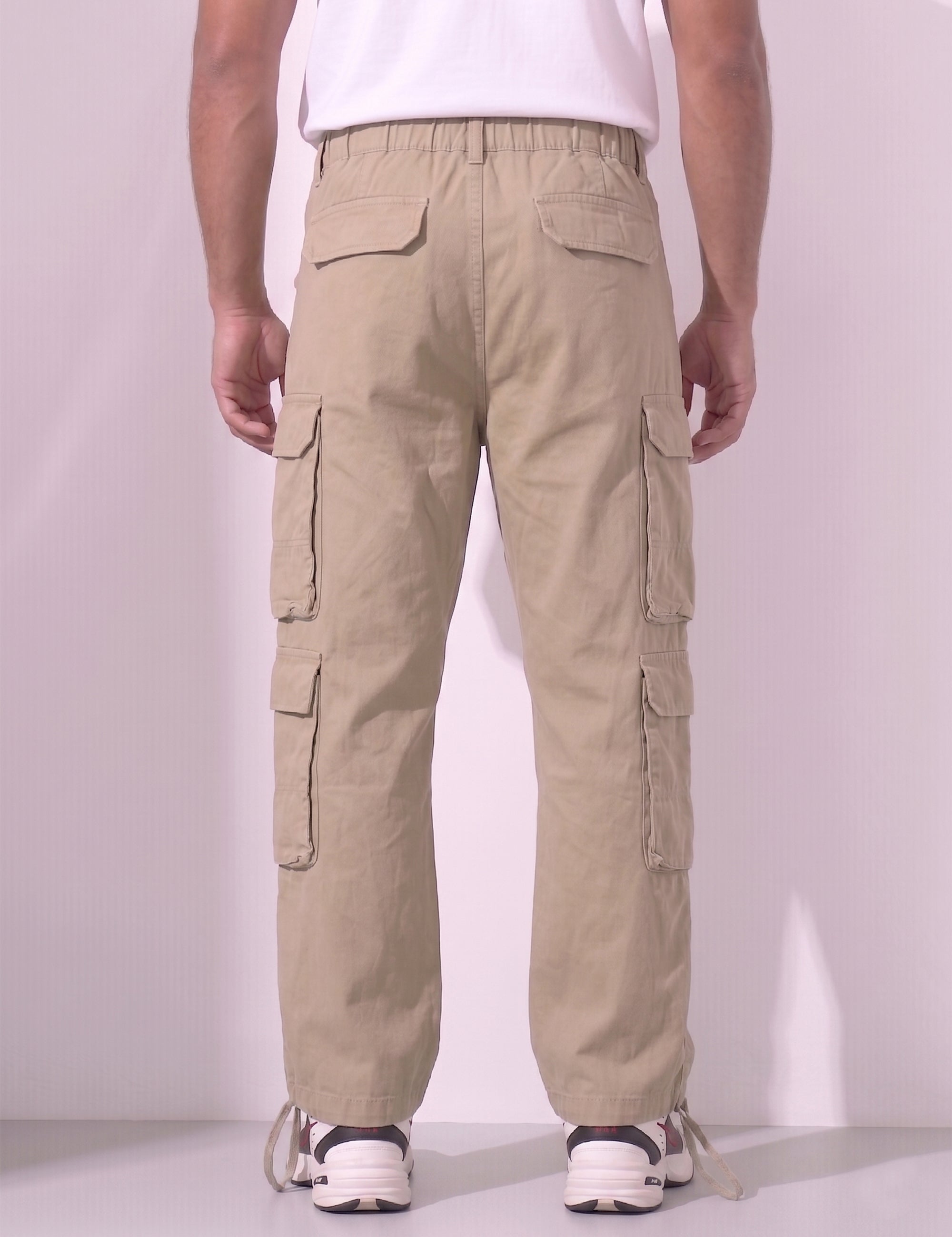 Multicolor Men Elasticated Waist Drawstring Closure Cargo Pant