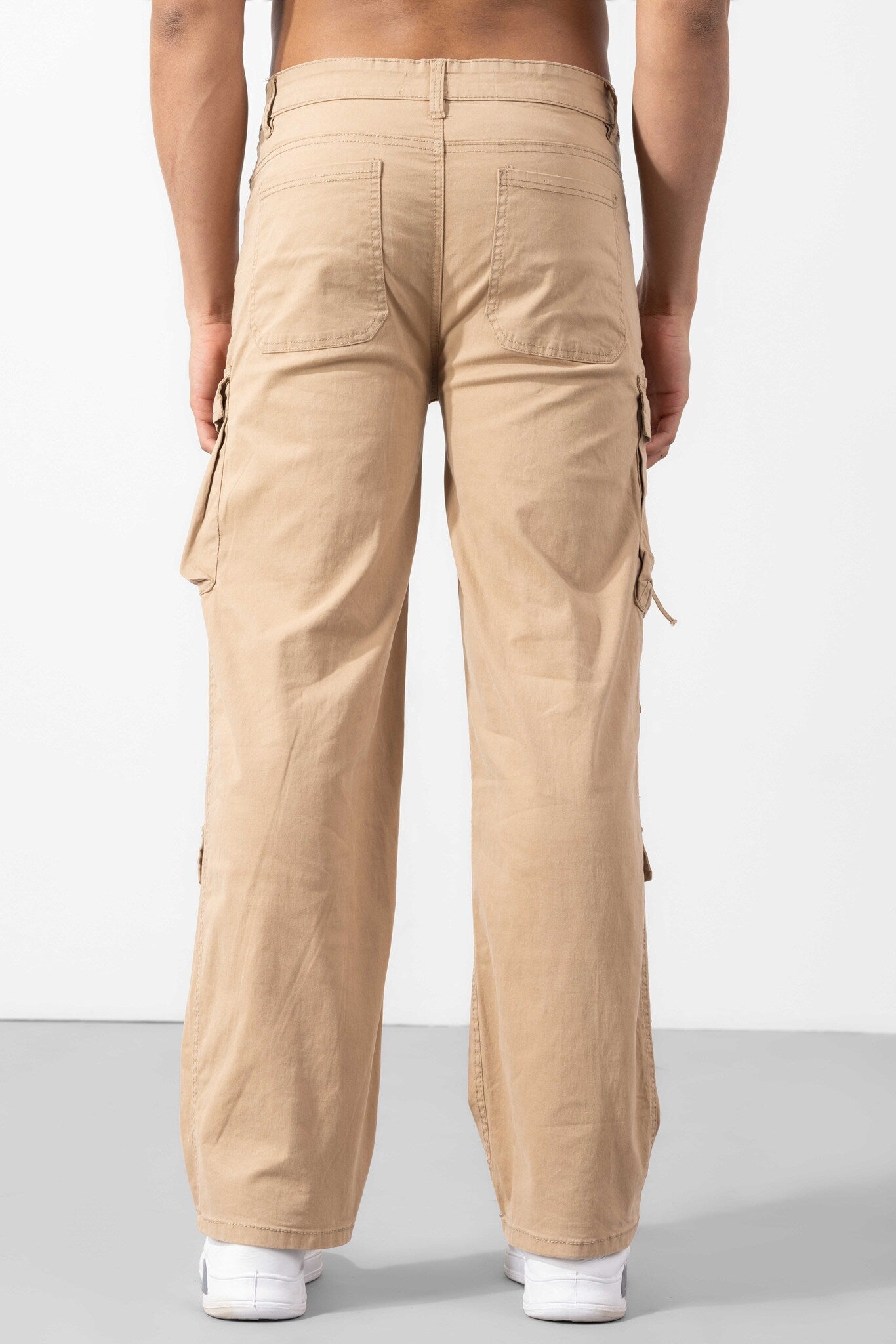 Beige Multi Pocket Cargo Pants