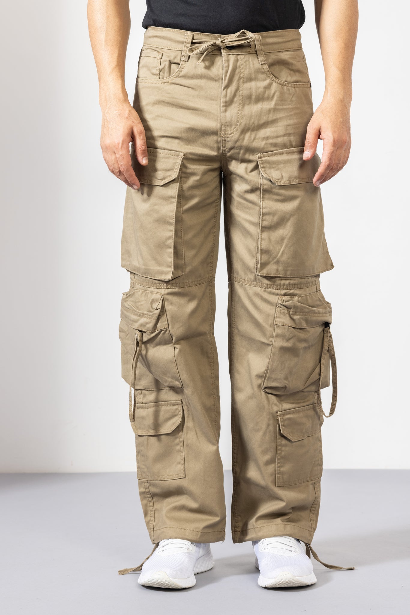 Beige 10-Pocket Cargo Pants