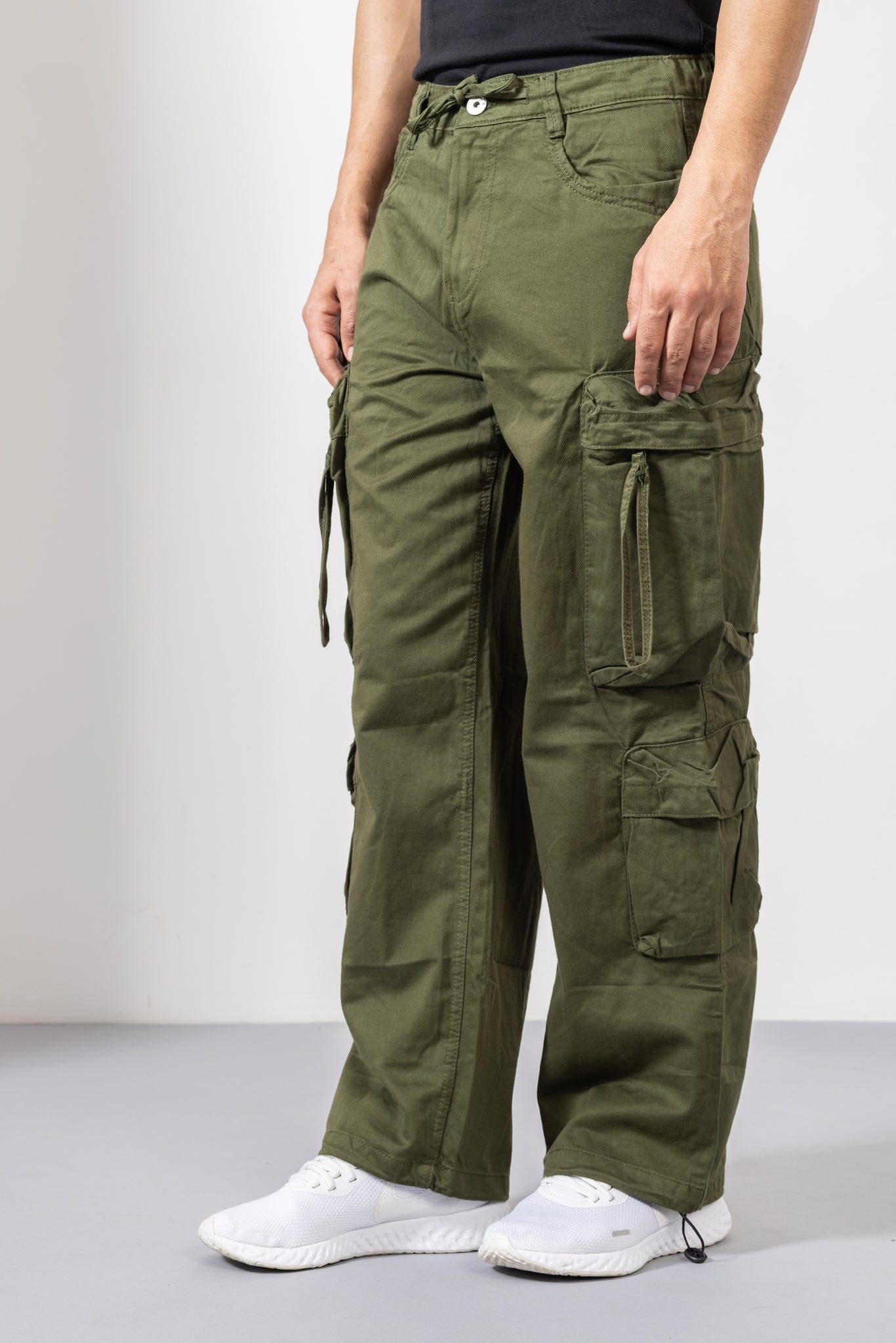 Olive Green Men Cotton Cargo Pant