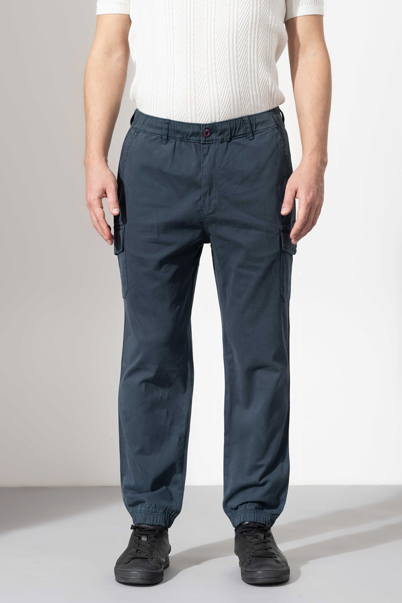 Dark Navy Ankle Cotton Cargo Pant