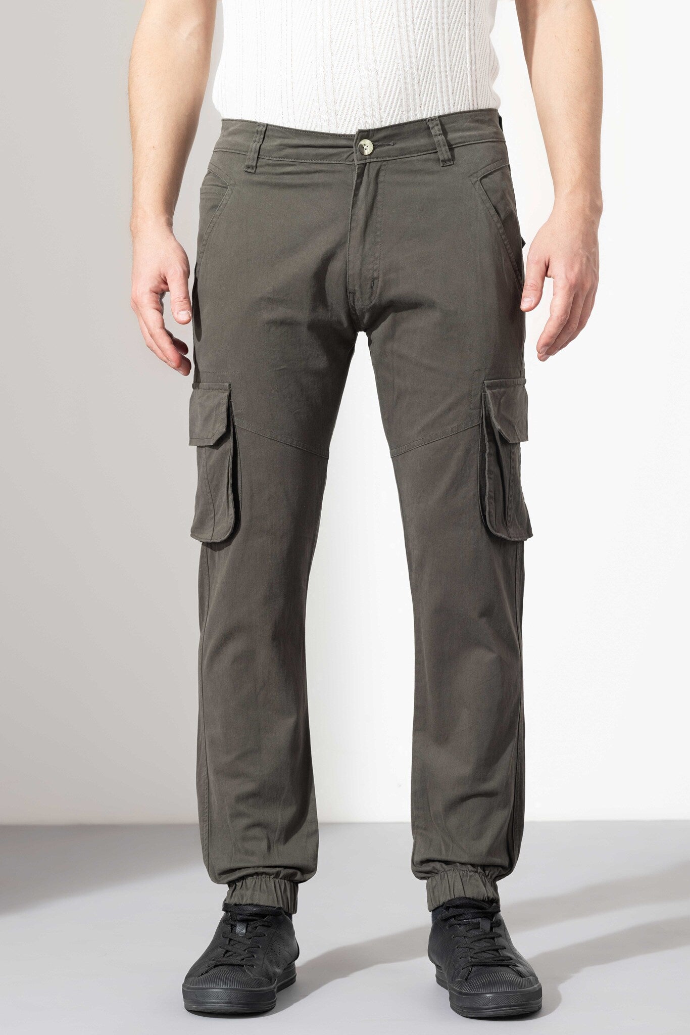 Dark Grey Multi Cotton Cargo Pant