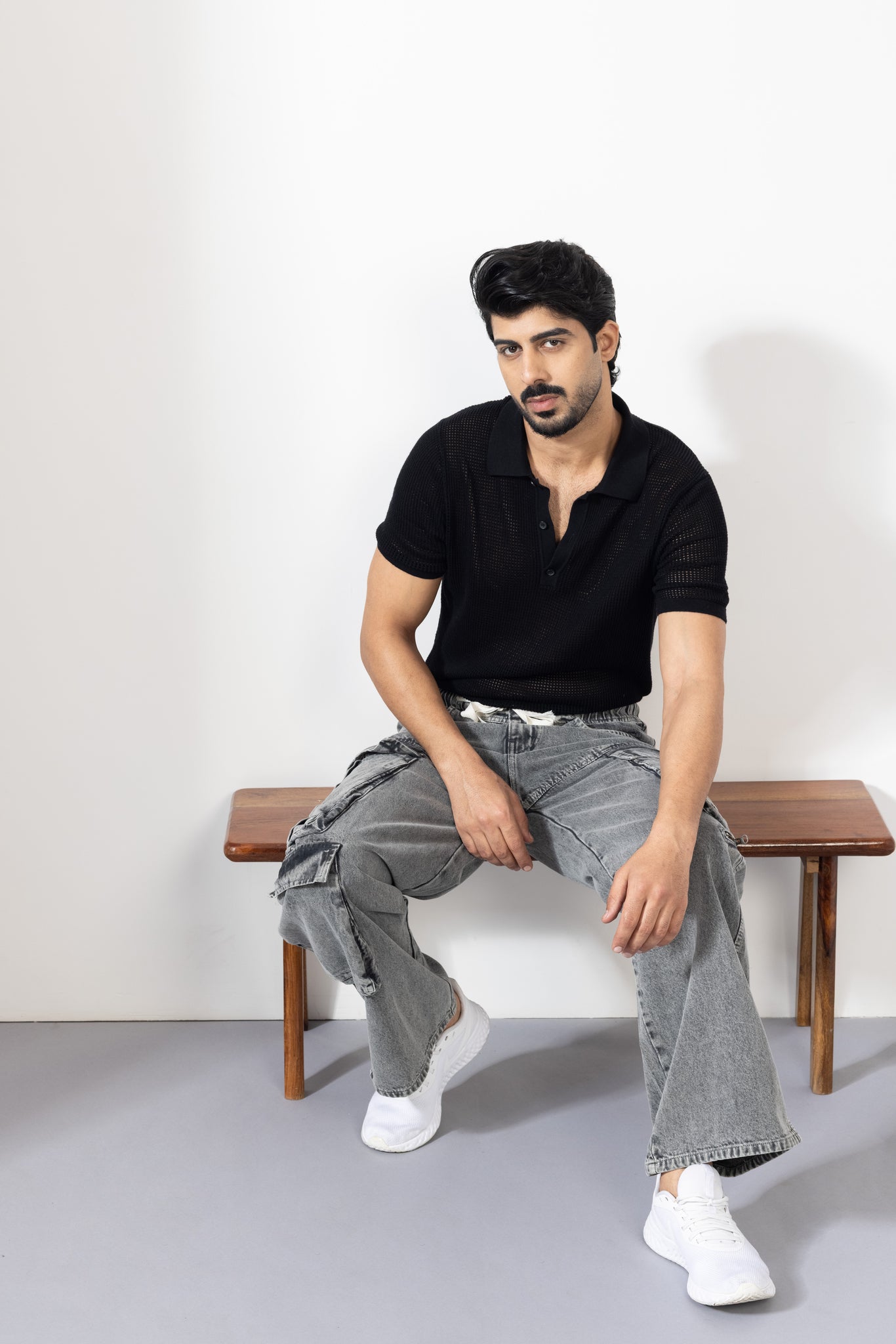Grey Denim Cargo Pant for Men