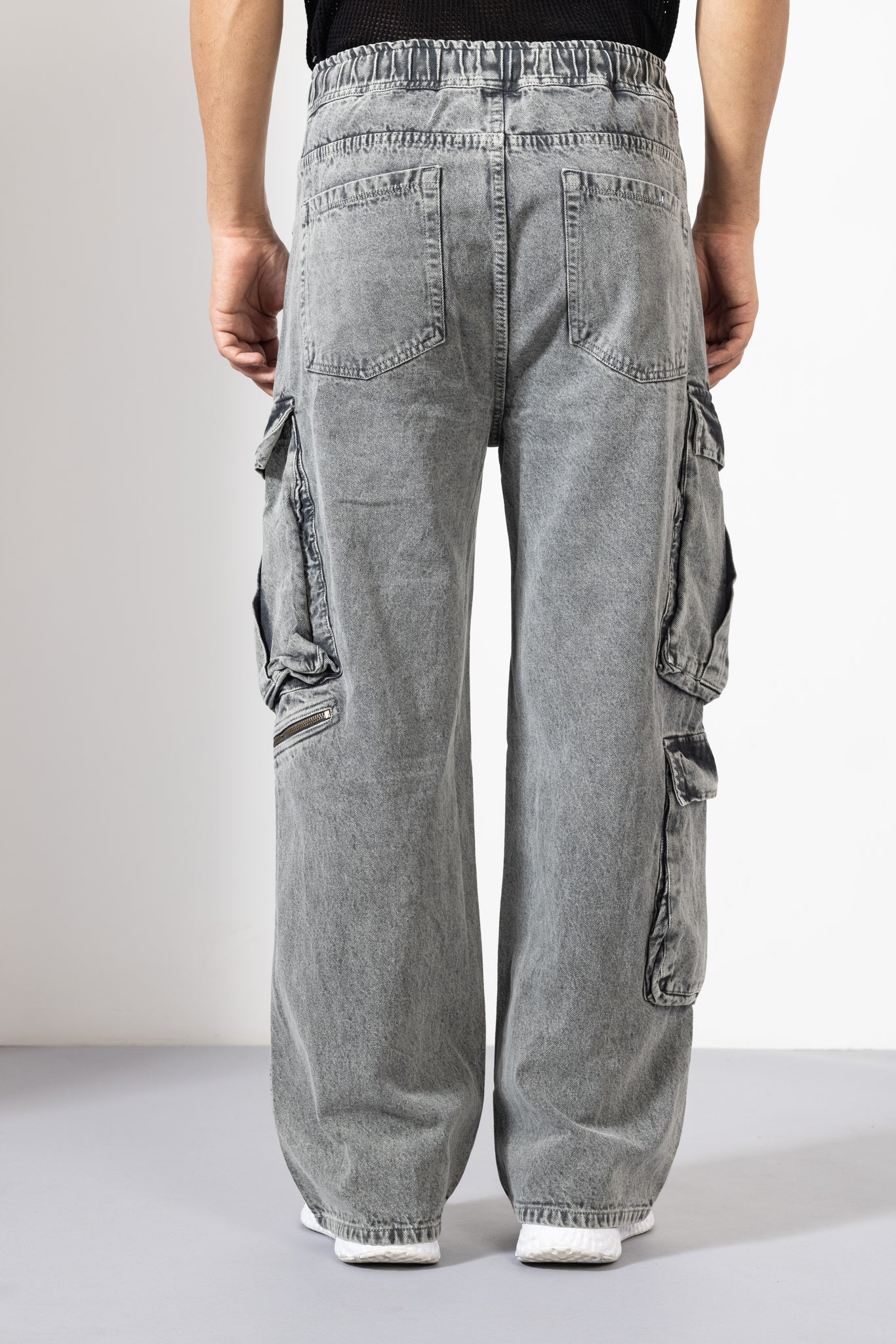 Grey Denim Cargo Pant for Men
