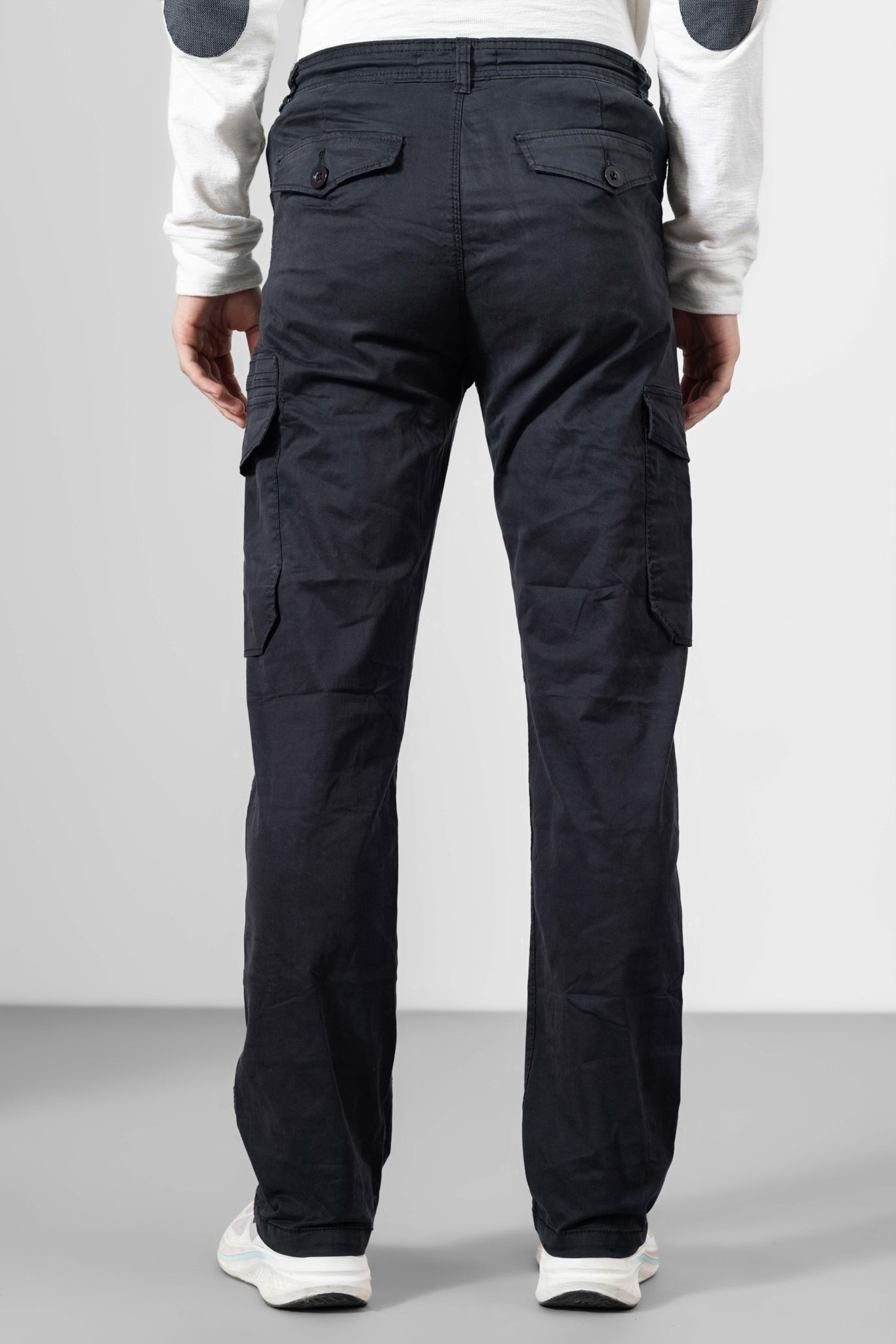 Black Men Cotton Cargo Pants 6 Pockets