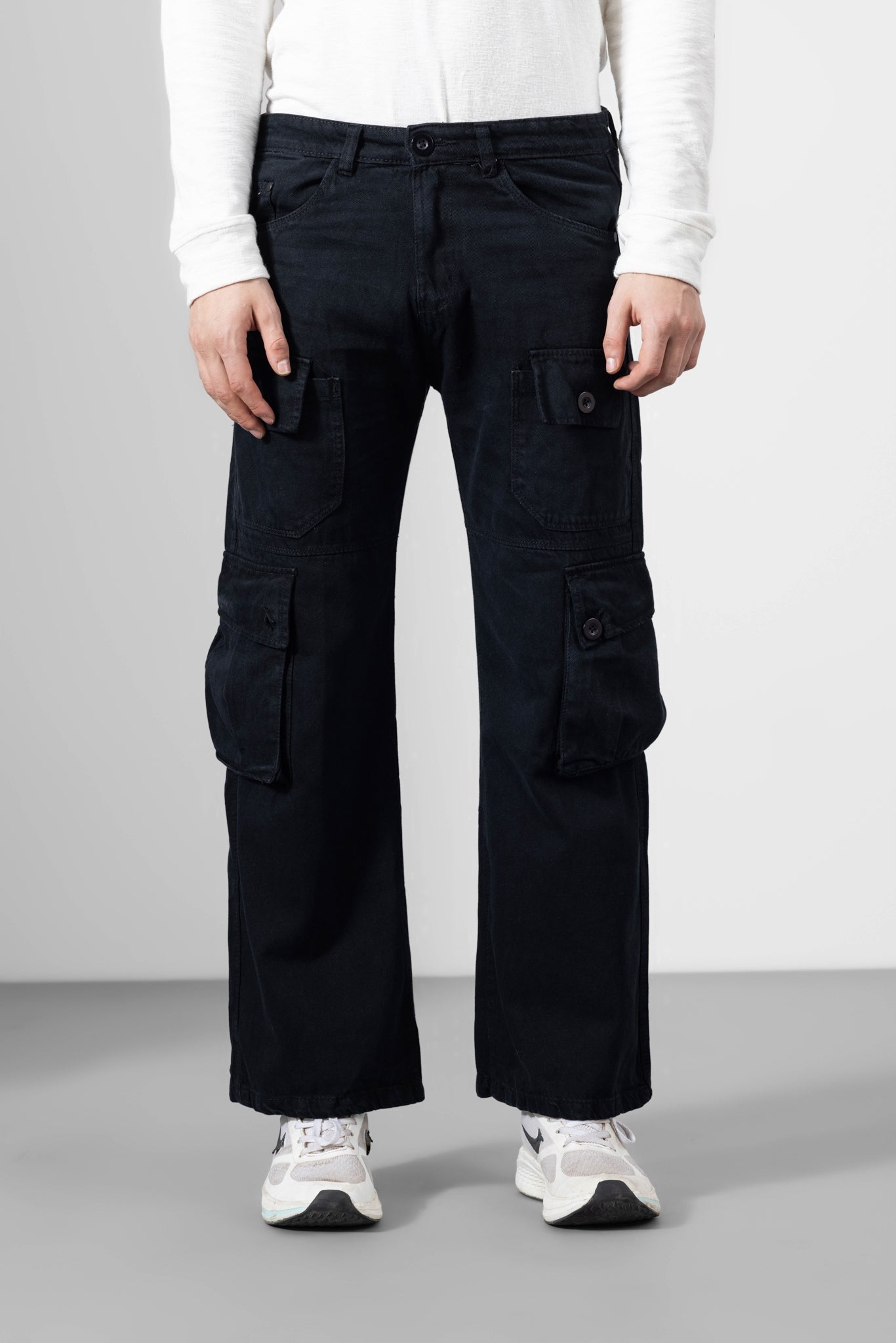 Black Mens Cargo Pants 8 Pockets