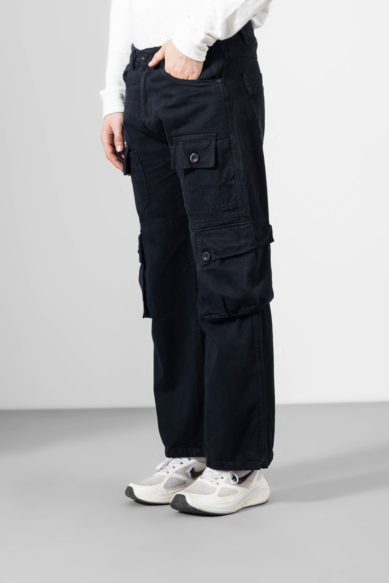 Black Mens Cargo Pants 8 Pockets