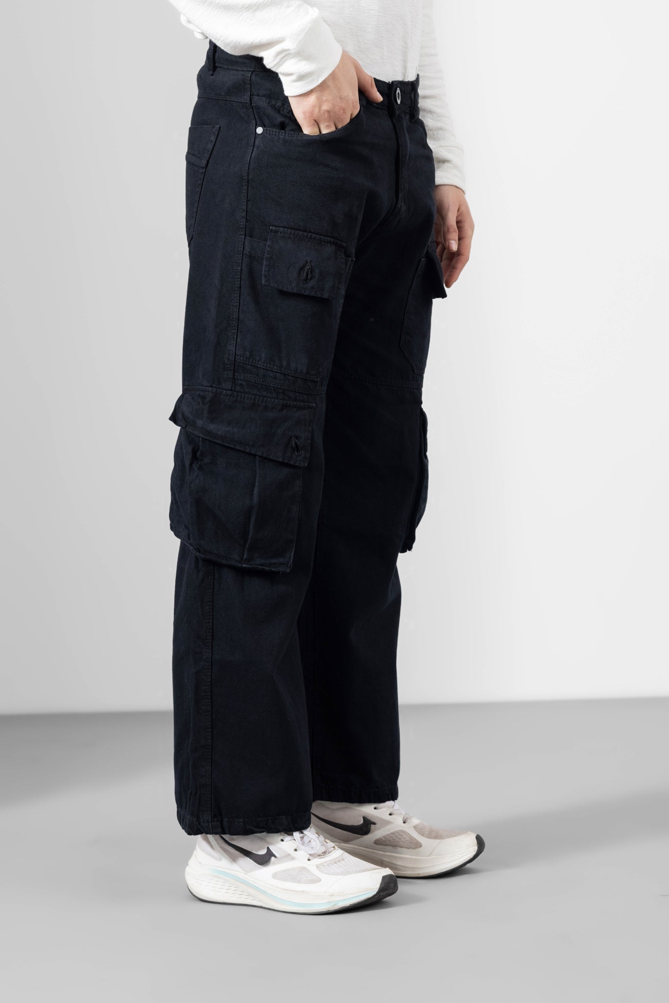 Black Mens Cargo Pants 8 Pockets