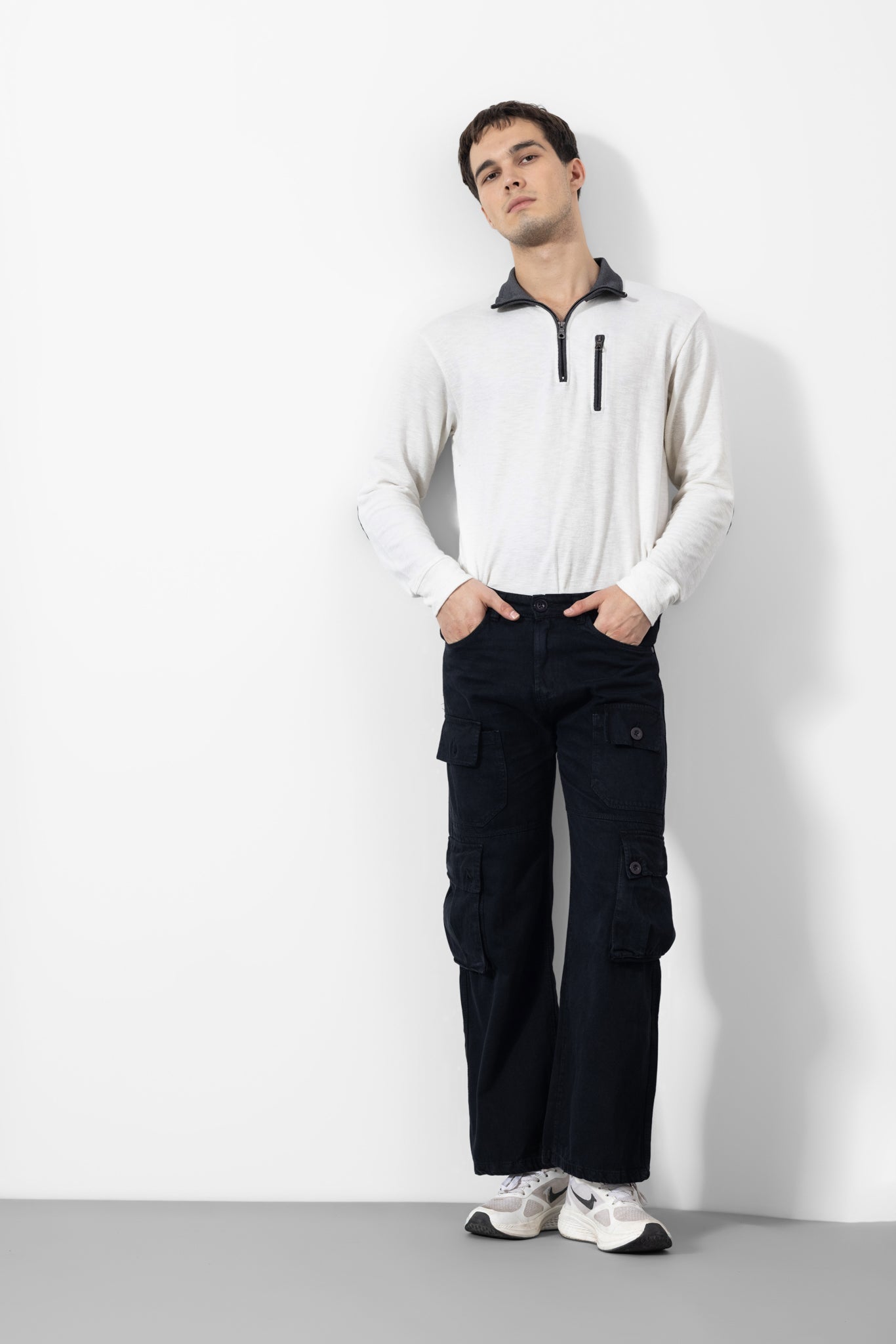 Black Mens Cargo Pants 8 Pockets