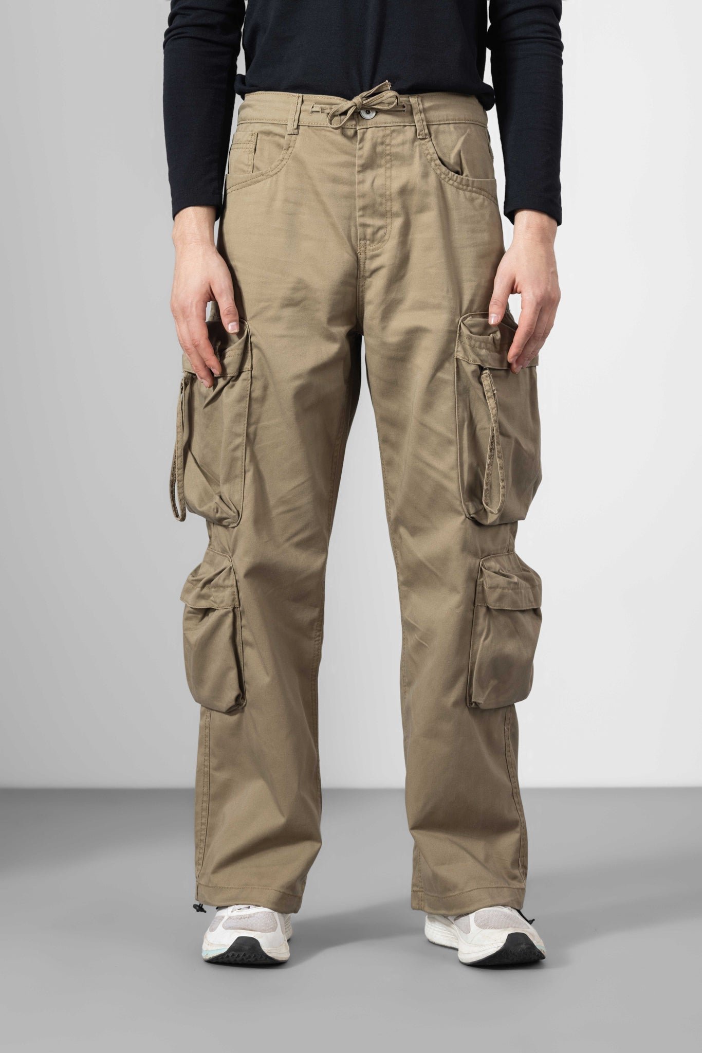 Brown Men Winter Cargo Pants 8 Pockets