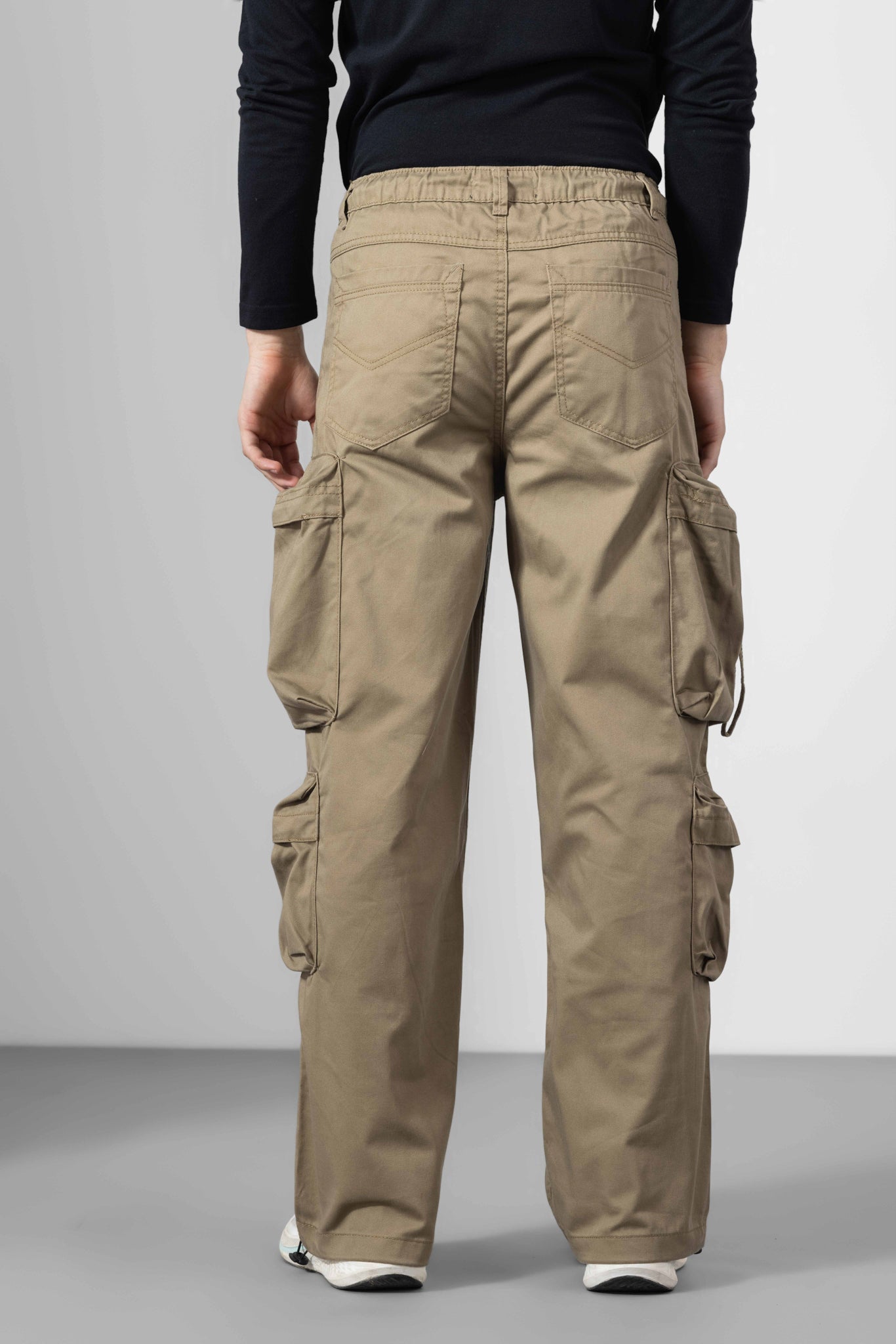 Brown Men Winter Cargo Pants 8 Pockets