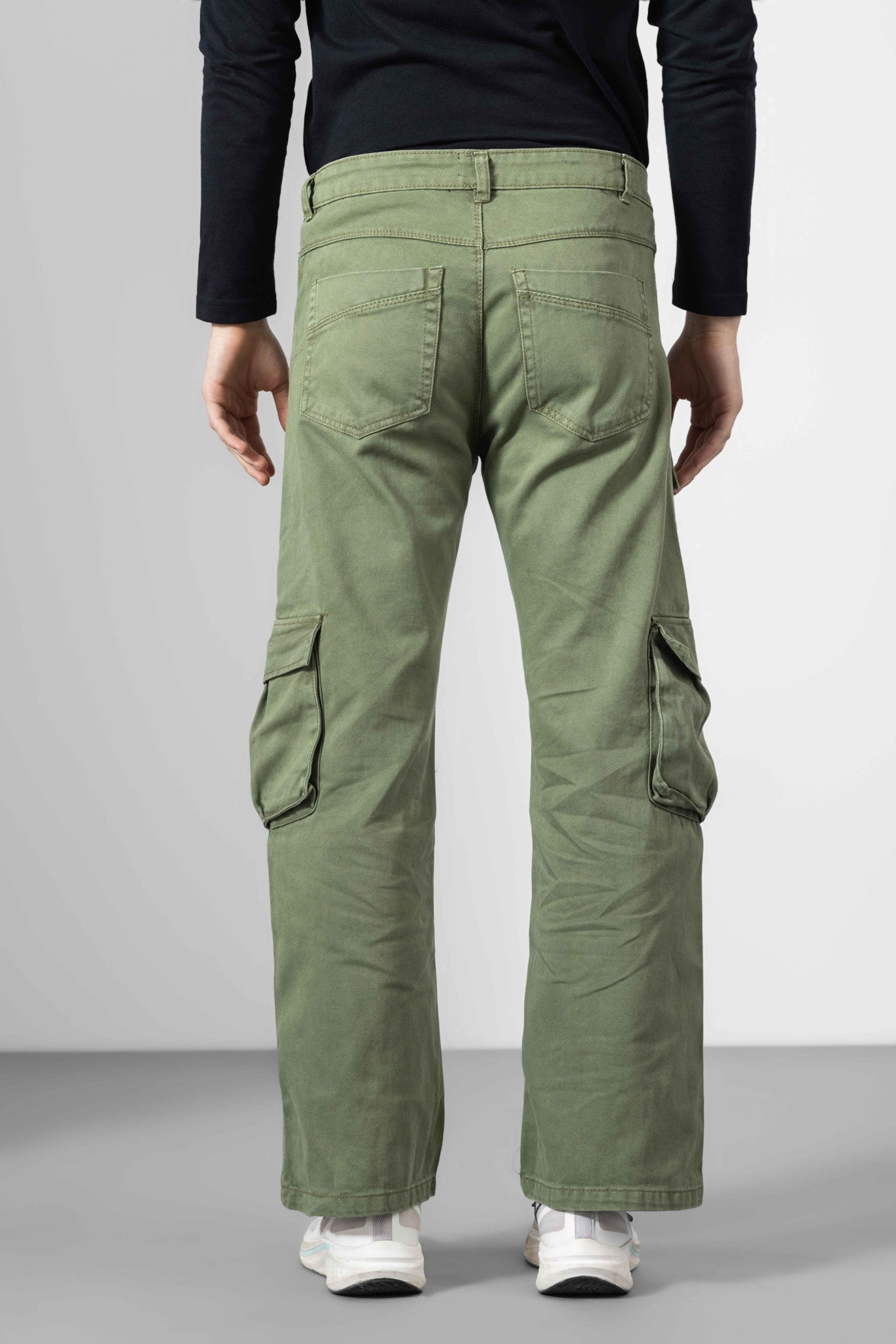 Green Men Cotton Cargo Pants 8 Pockets