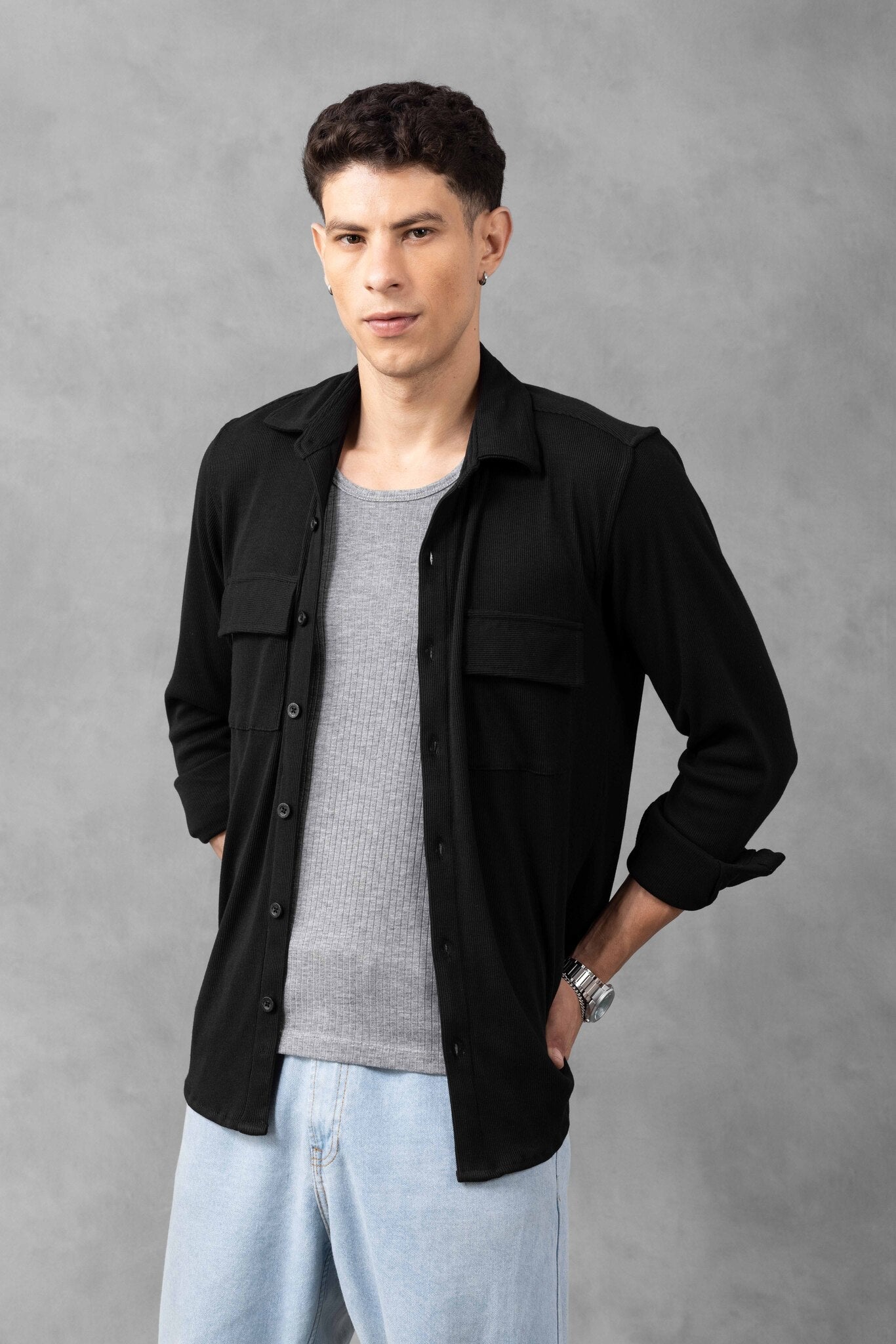 Black Two Pocket Overshirt