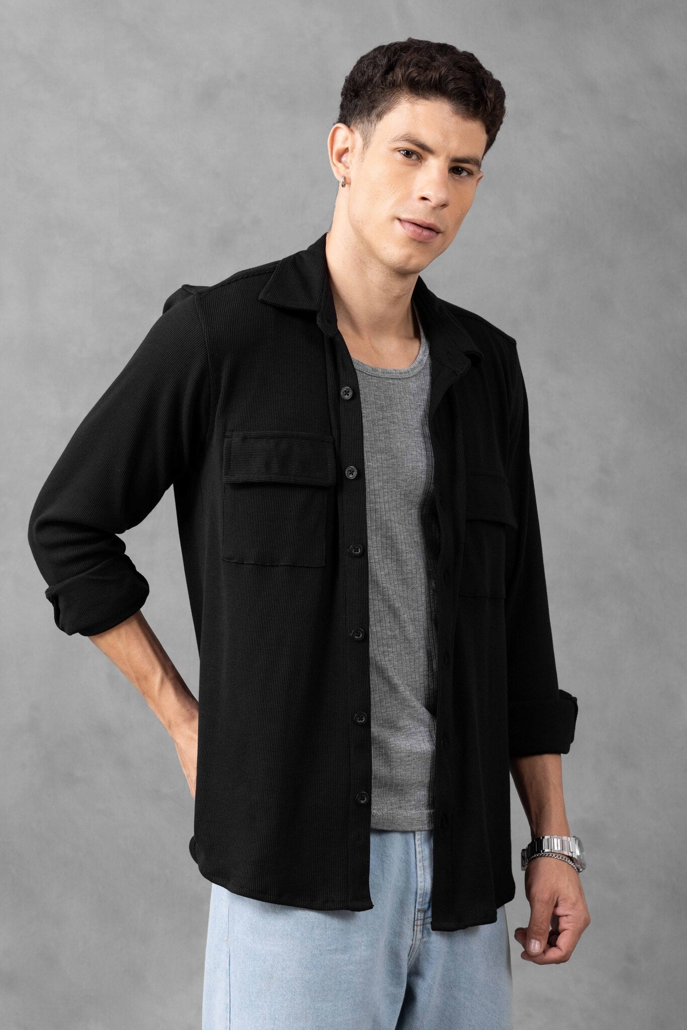 Black Two Pocket Overshirt