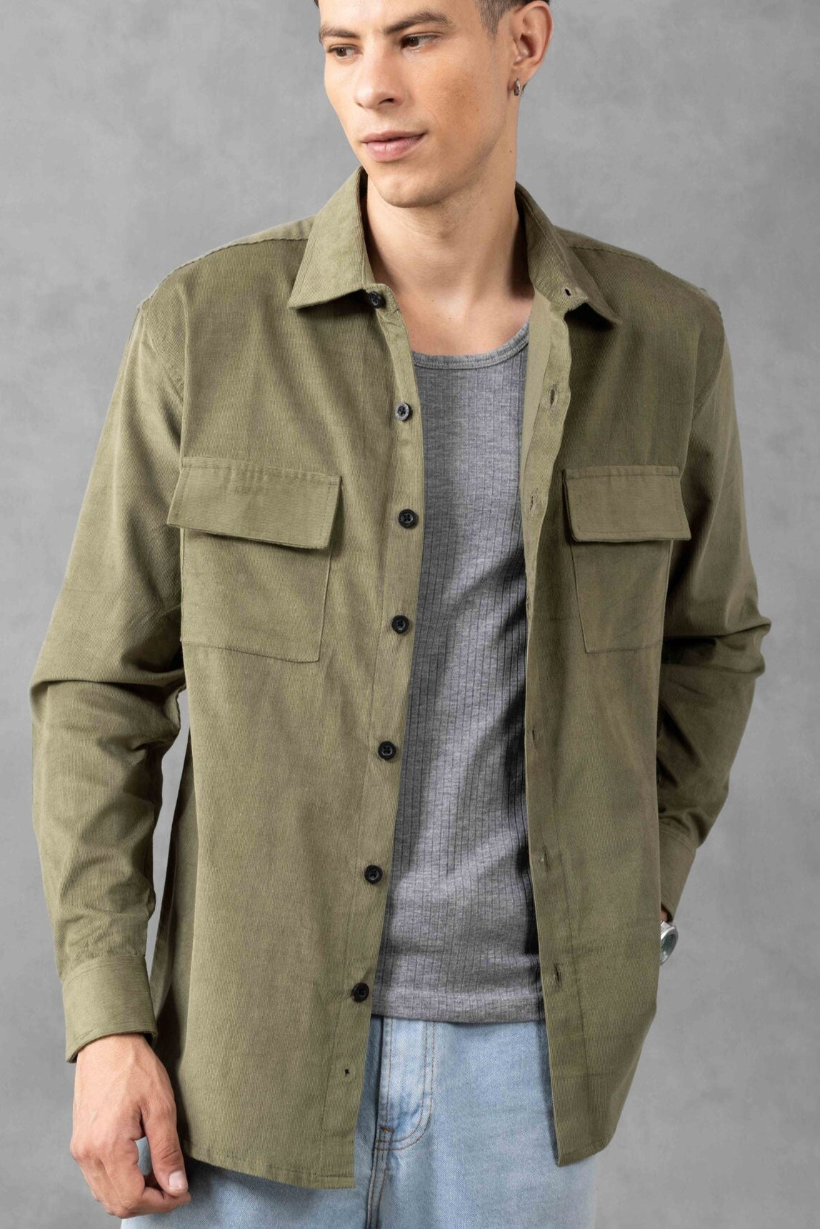 Olive Green Double Pocket OverShirt