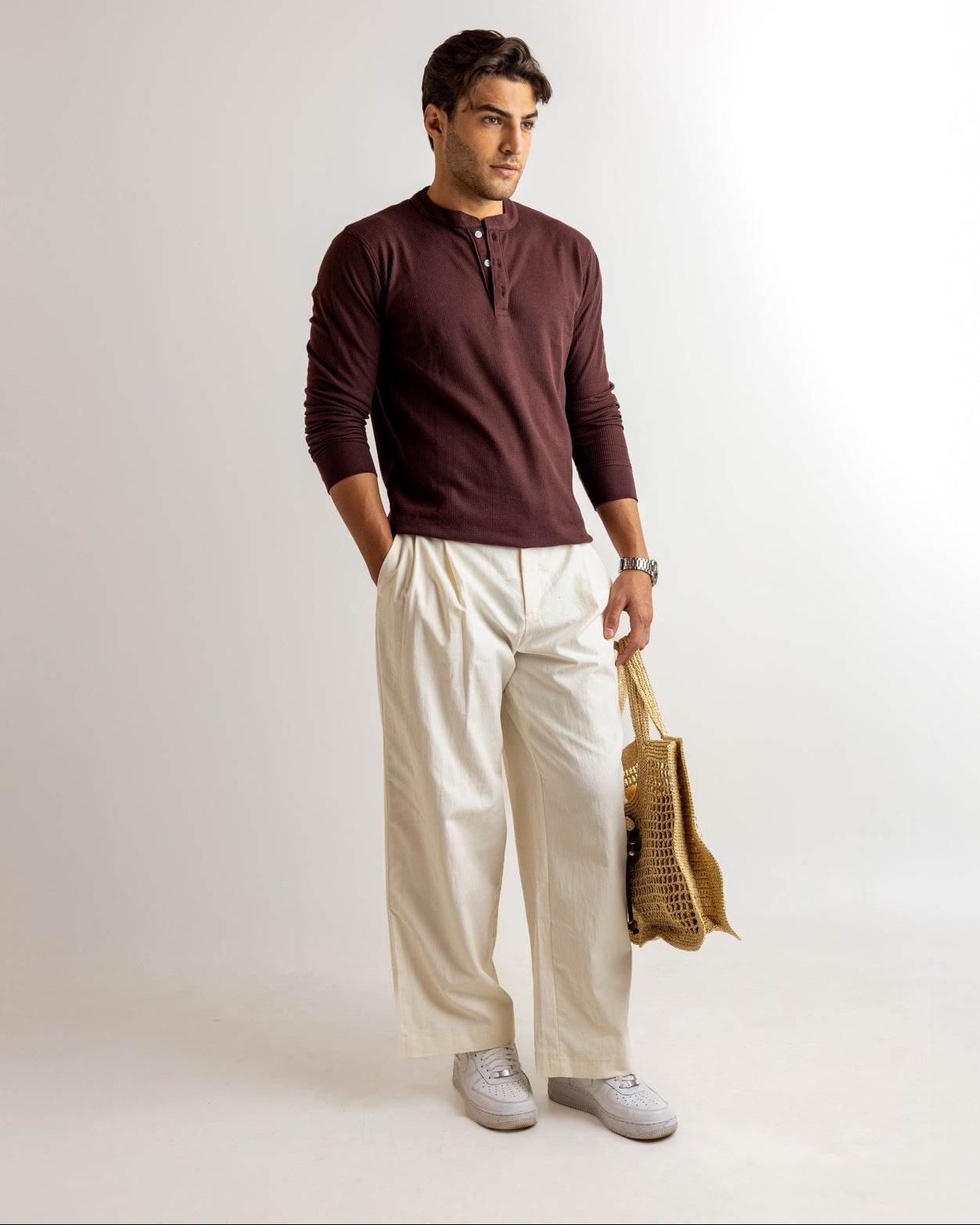 Brown Self Design Cotton Rib Zipper T-Shirt
