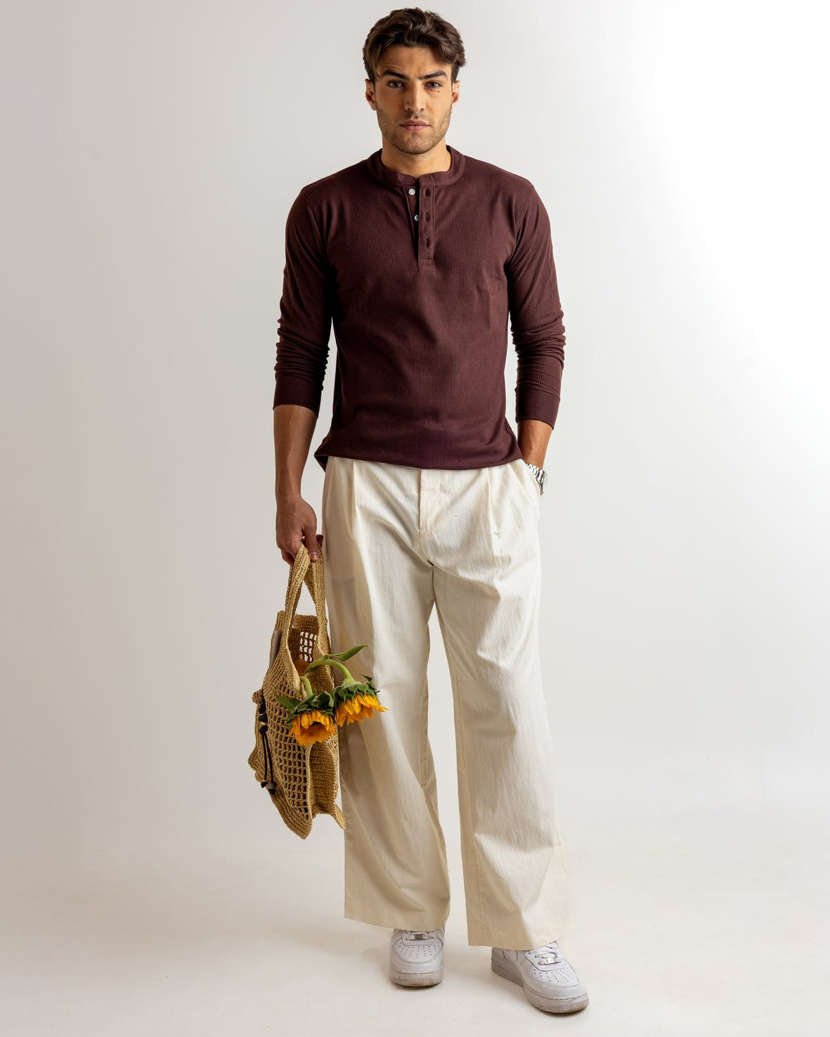 Brown Self Design Cotton Rib Zipper T-Shirt