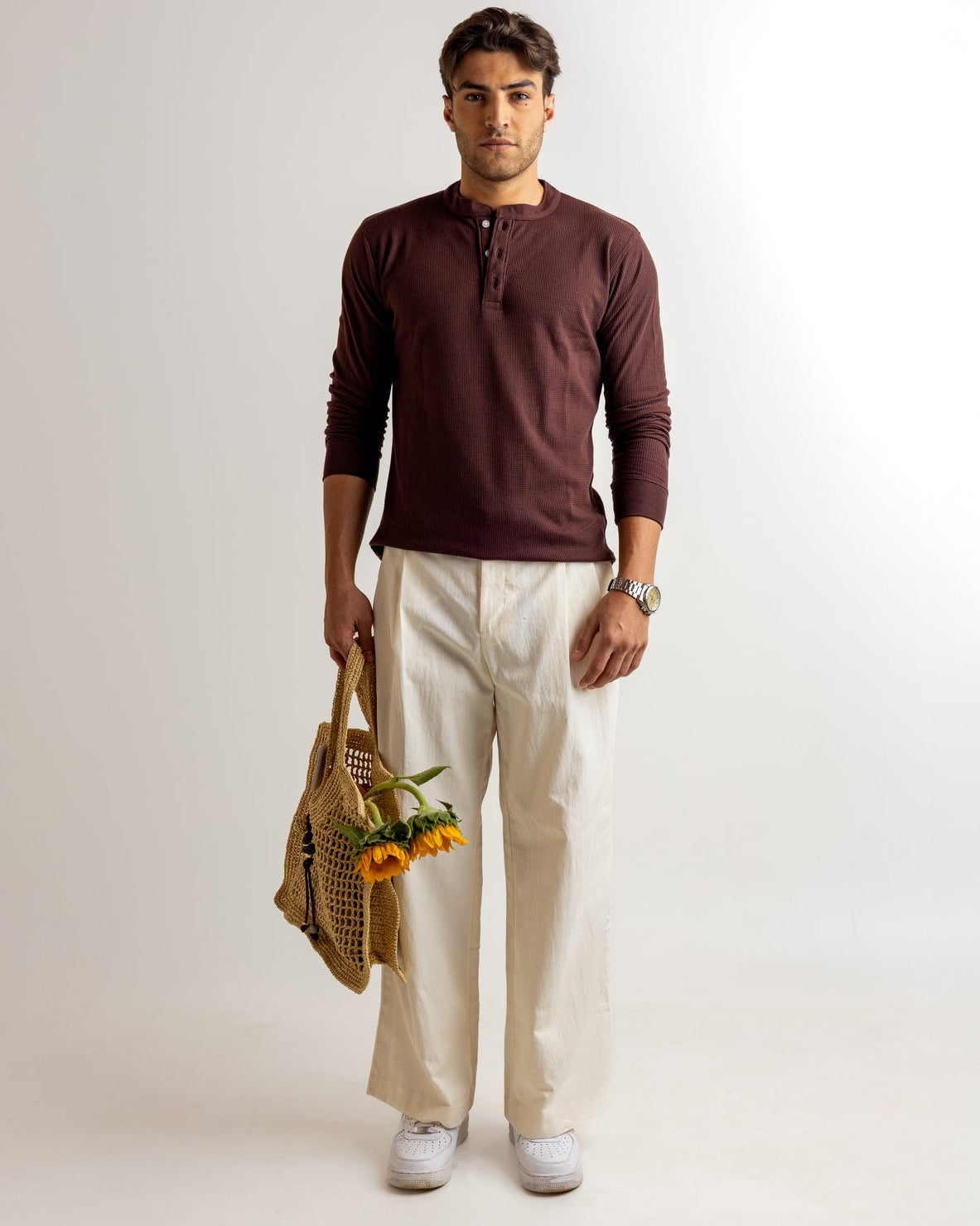 Brown Self Design Cotton Rib Zipper T-Shirt