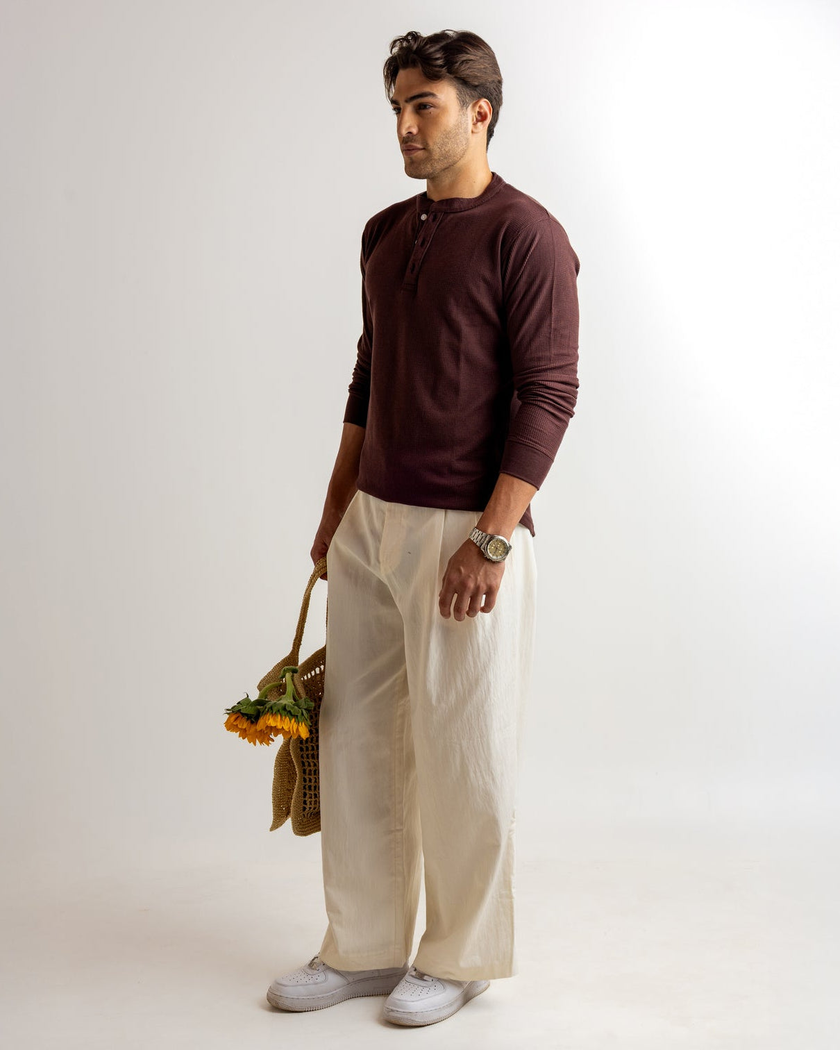 Brown Self Design Cotton Rib Zipper T-Shirt
