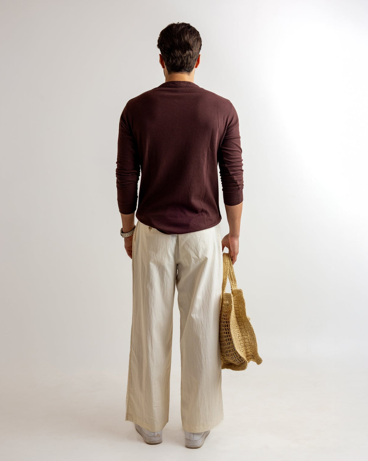 Brown Self Design Cotton Rib Zipper T-Shirt
