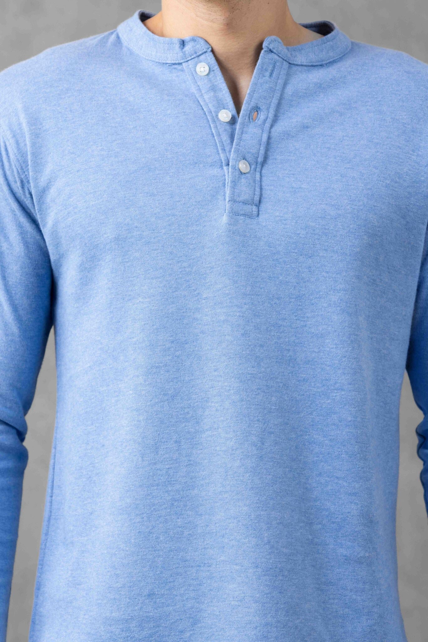 Blue Self Design Henley T-Shirt