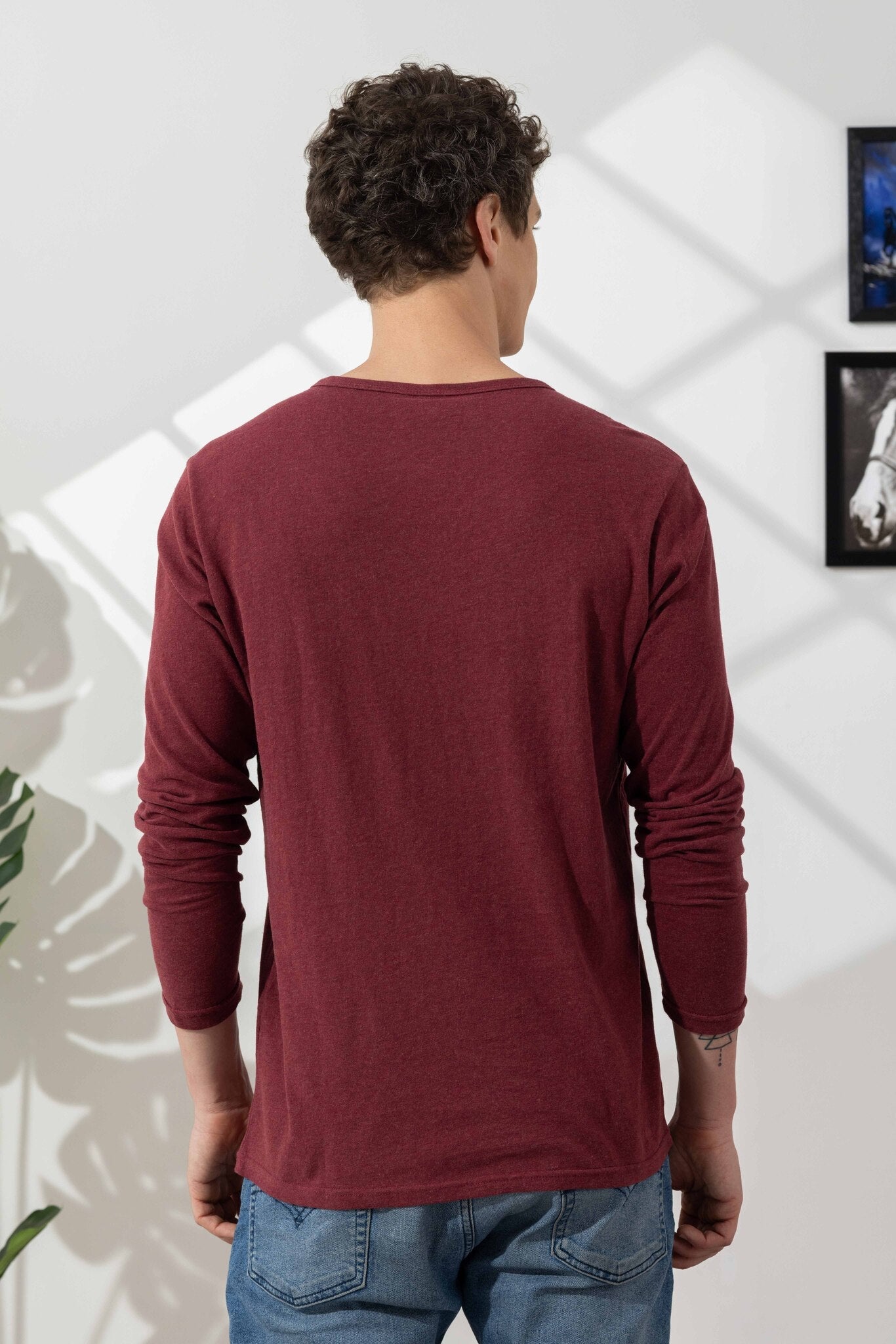 Maroon Milanch Open Henley T-Shirt