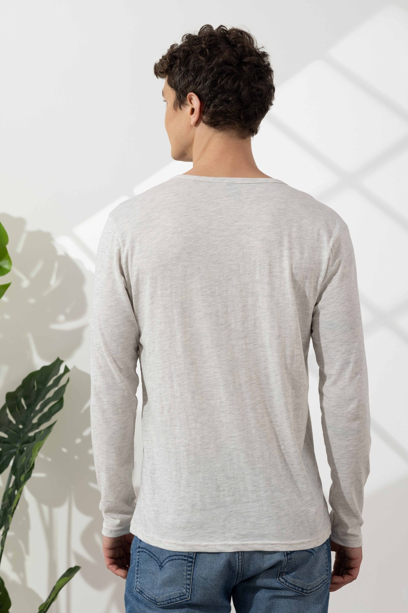 Off White Cotton Slub Open Henley T-Shirt