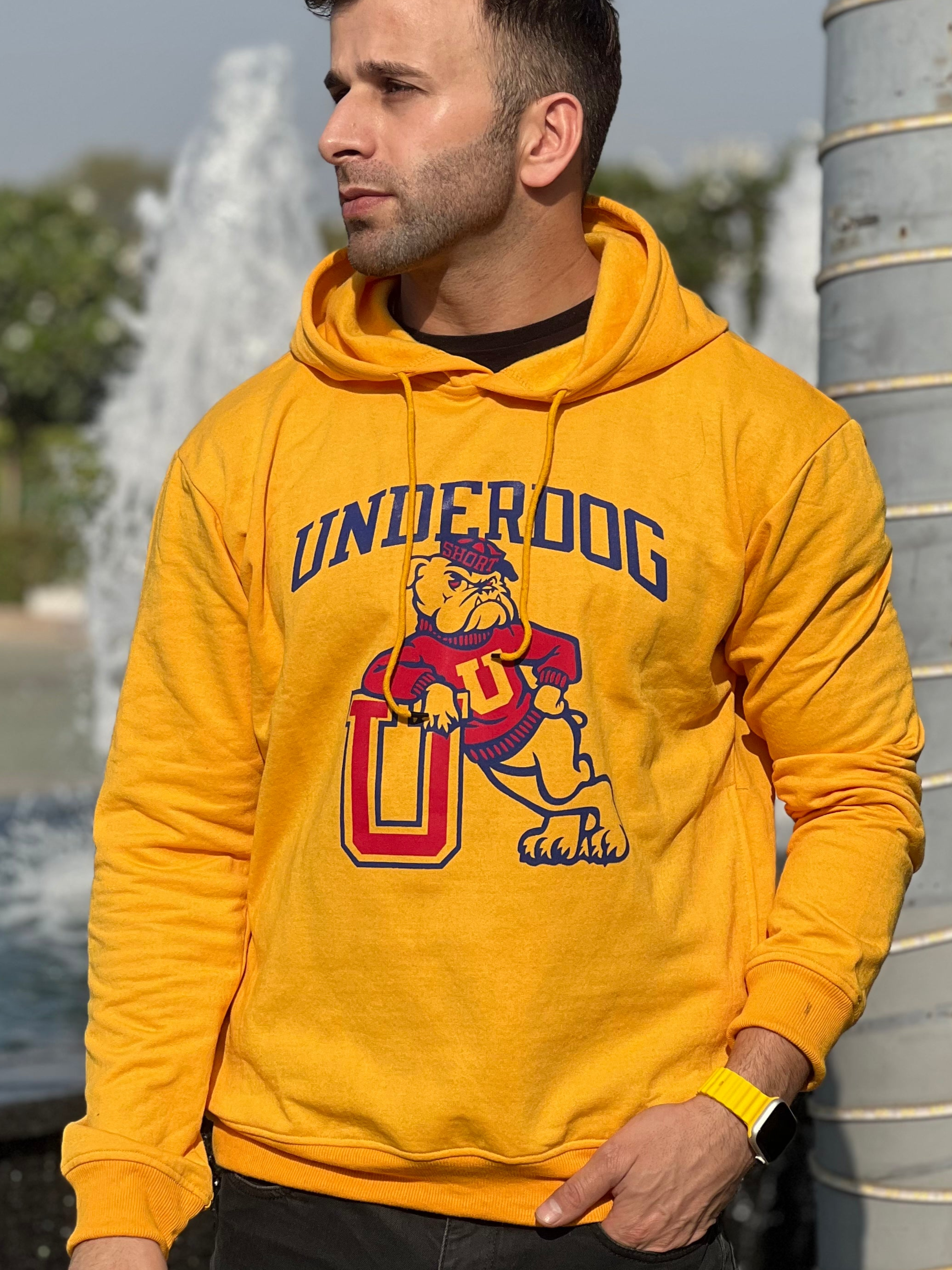 "UnderDog" Yellow Fleece Hoodie