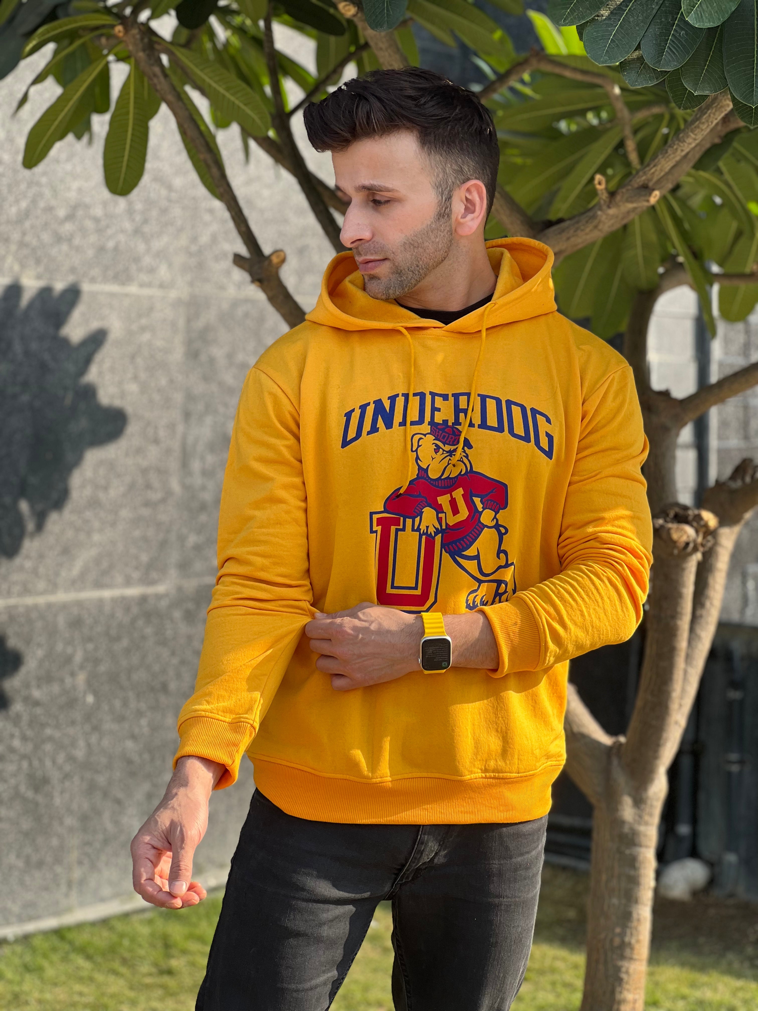 "UnderDog" Yellow Fleece Hoodie