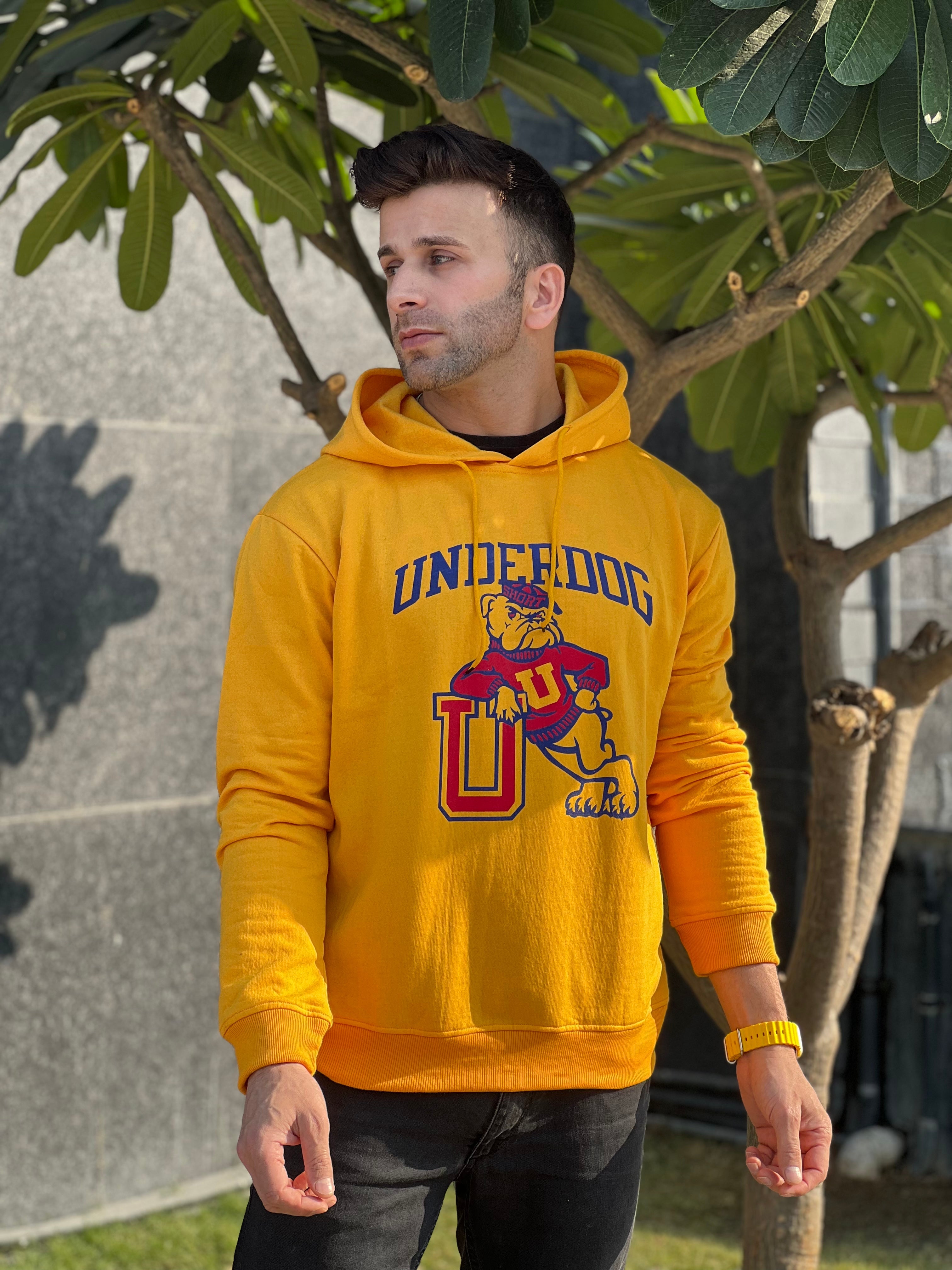 "UnderDog" Yellow Fleece Hoodie