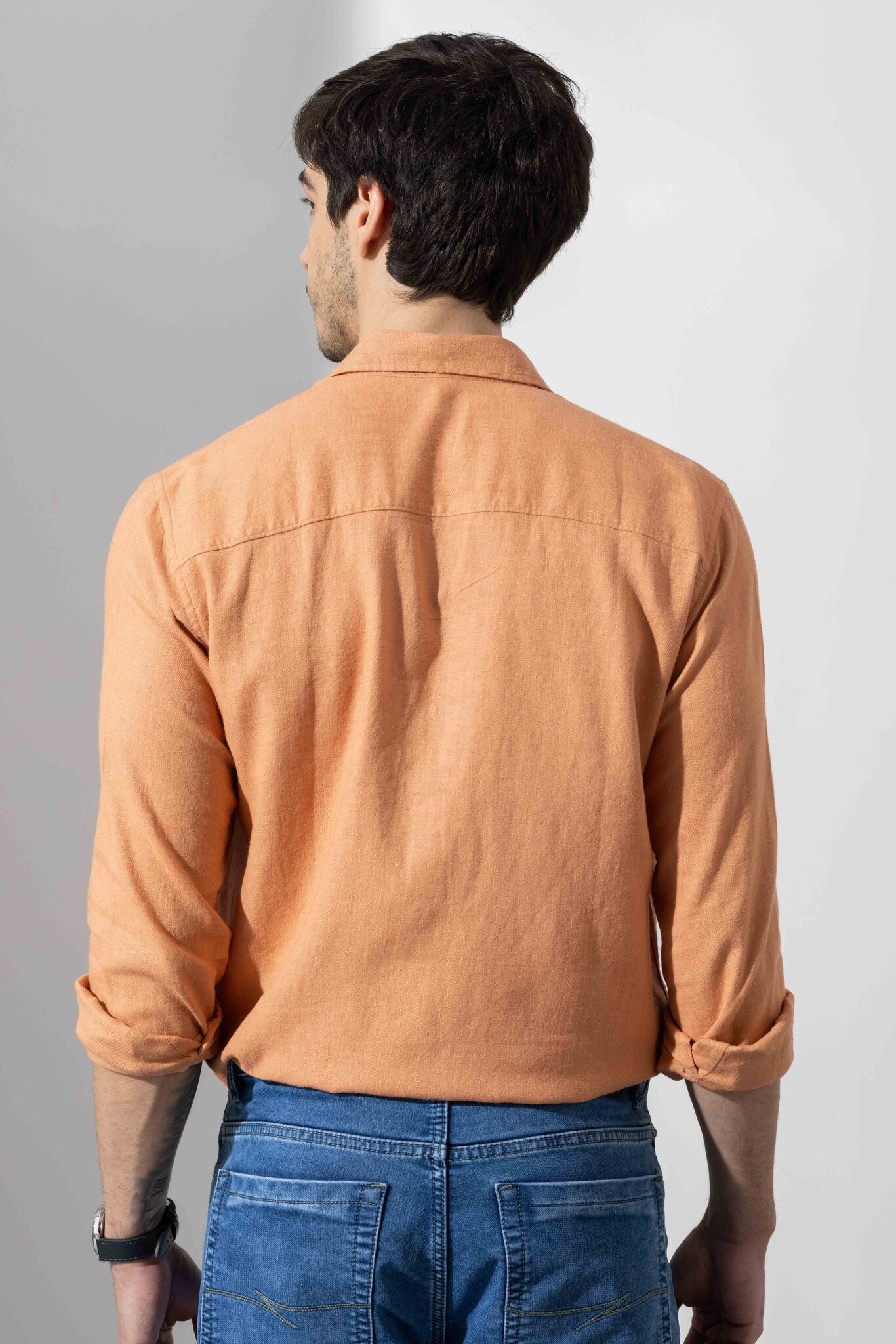 Orange Linen Full Sleeve Shirt