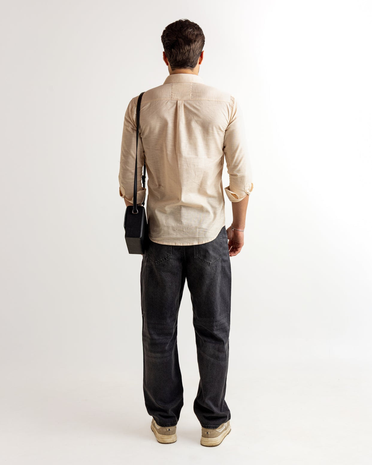 Cream Full Sleeve Linen Blended Shirt