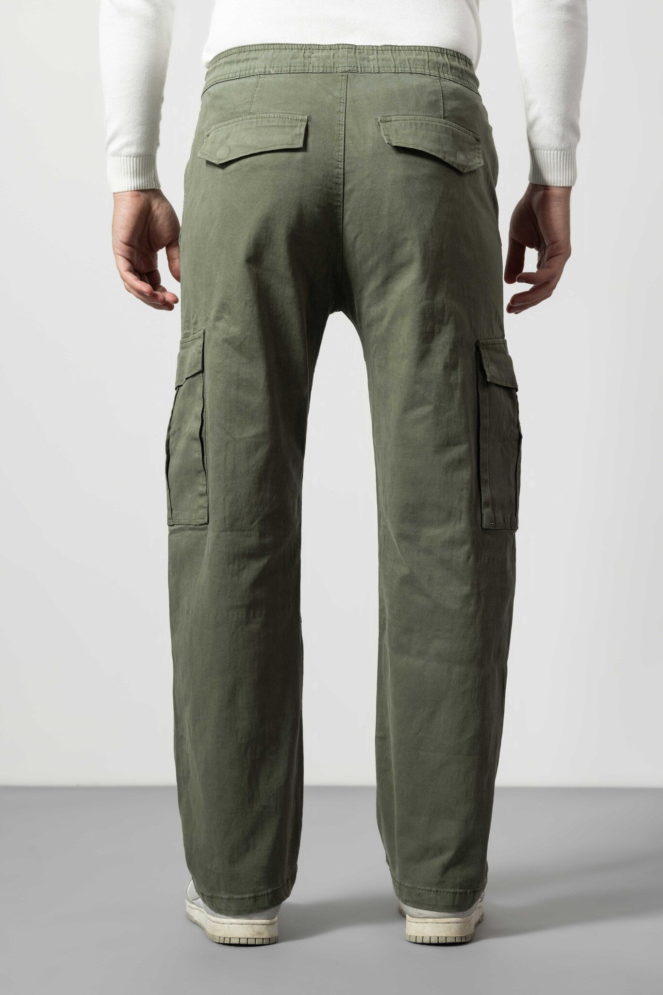 Green Straight Fit Cotton Pants
