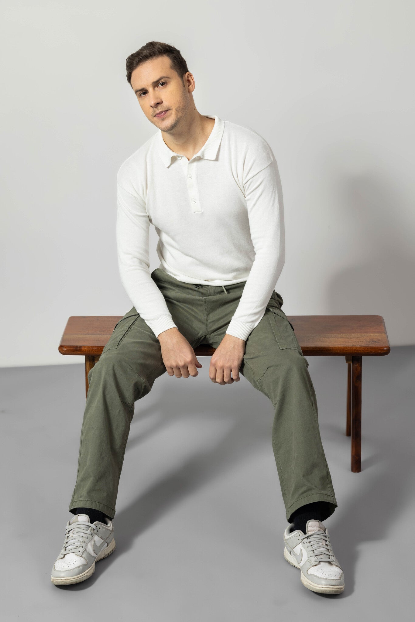 Green Straight Fit Cotton Pants