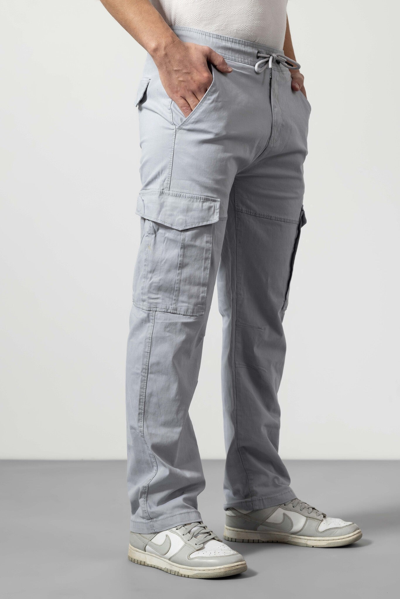 Light Grey Cotton Cargo Pants