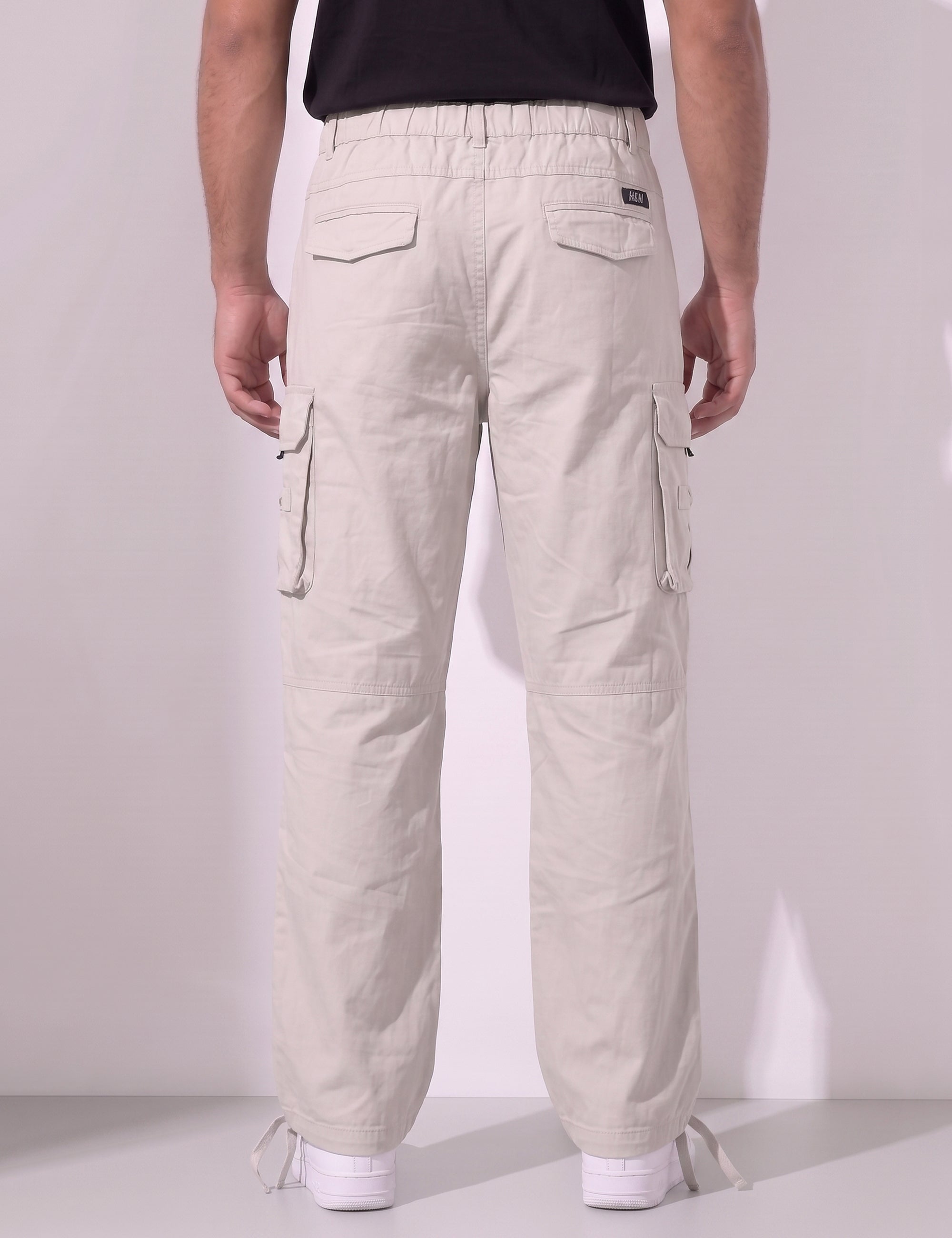 Cream Multi-Pocket Cargo Pant